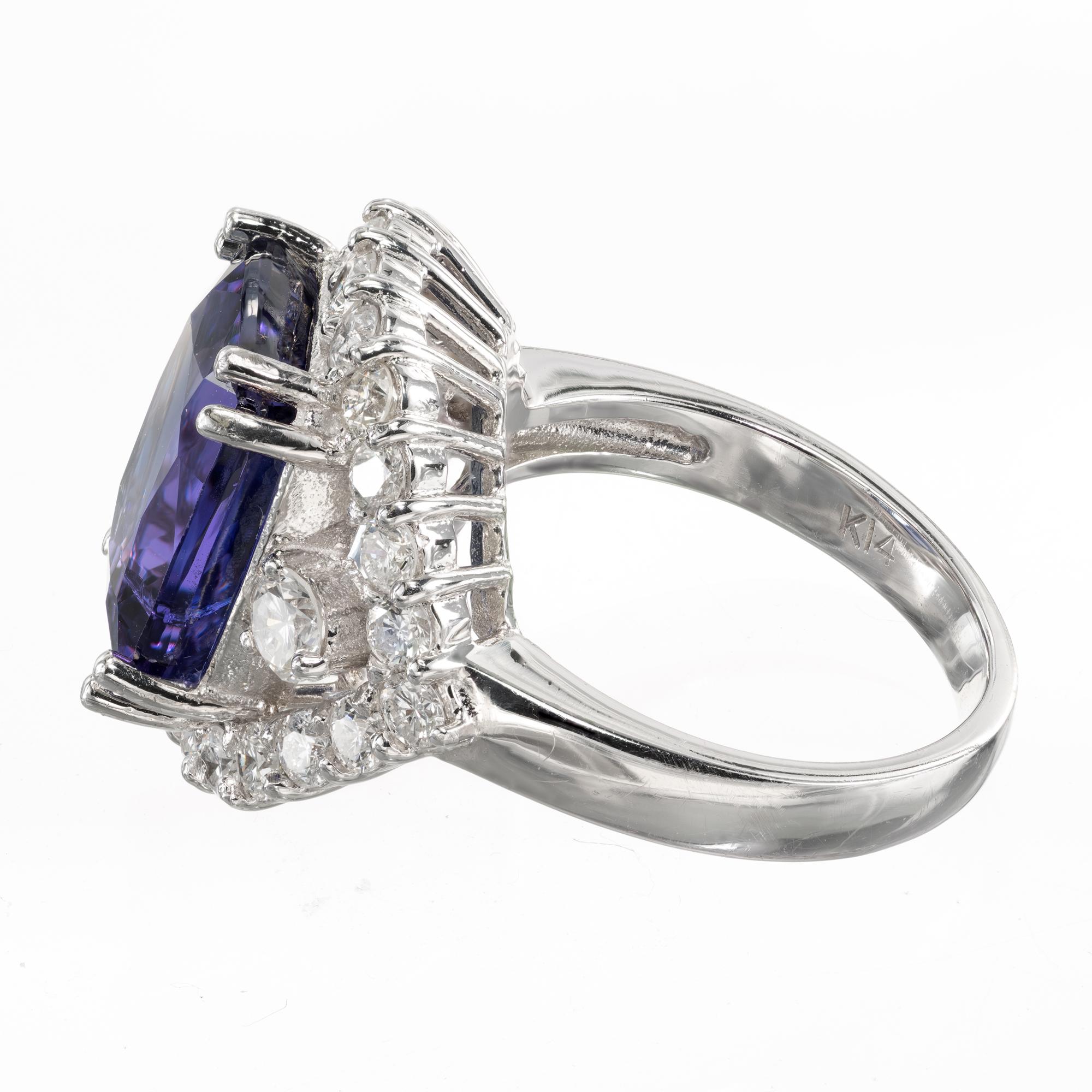 GIA Certified 7.27 Carat Tanzanite Diamond White Gold Cocktail Ring In Excellent Condition In Stamford, CT