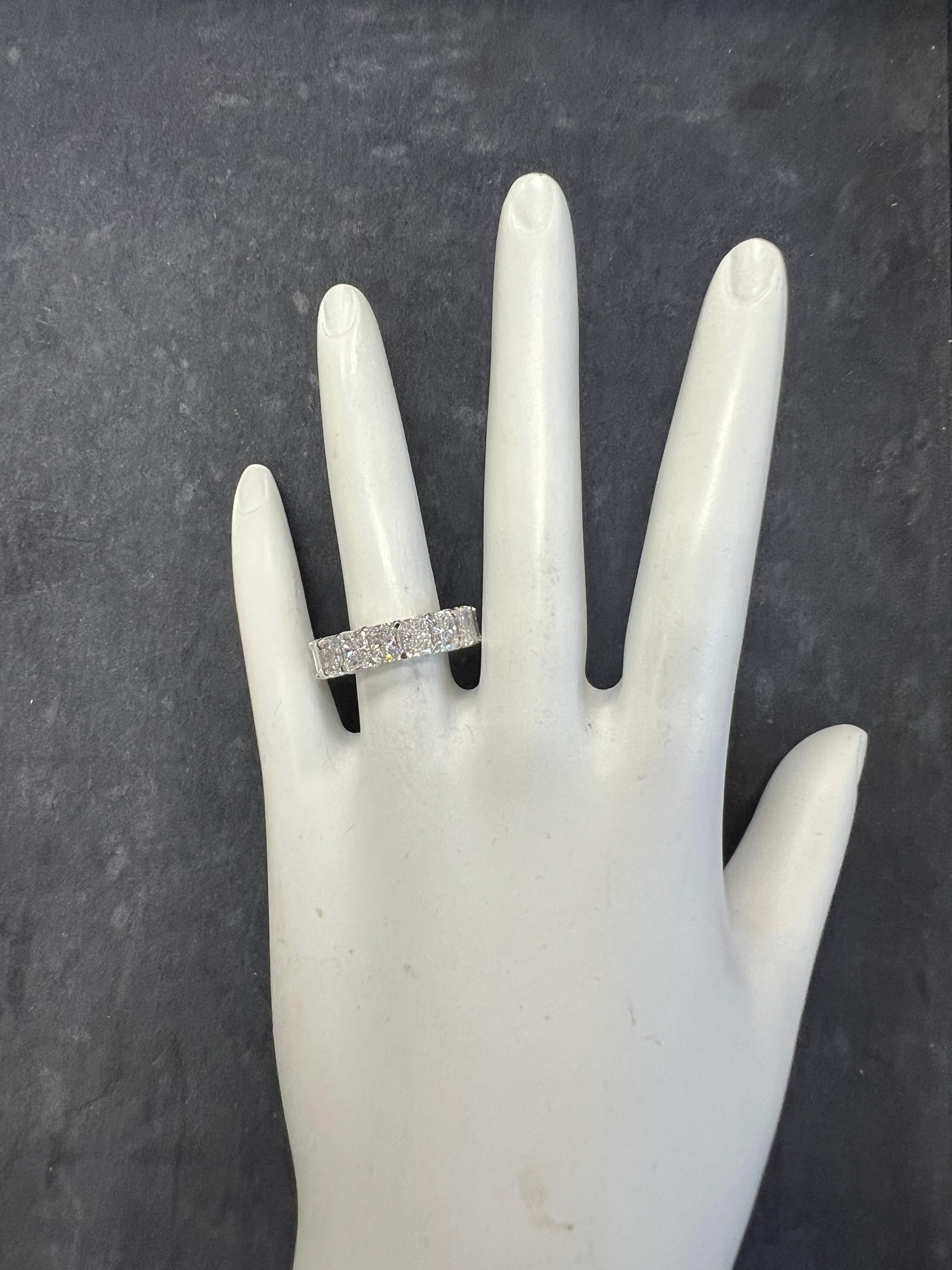 GIA Certified 6.94 Carat Platinum Radiant D-E VS+ Natural Diamond Eternity Band For Sale 2