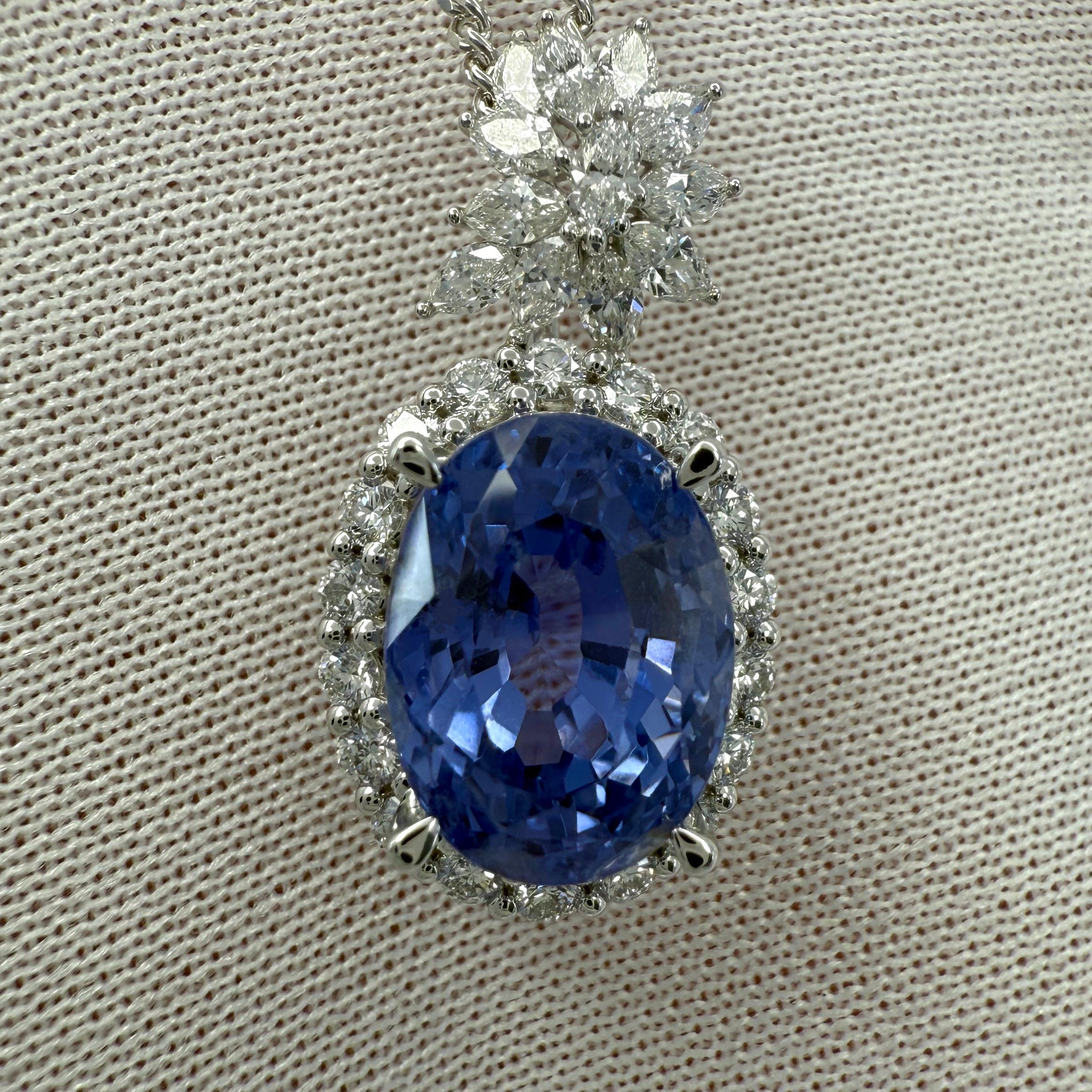 Ciondolo con zaffiro di Ceylon e diamanti non trattati con cambio di colore certificato GIA da 7,28 carati in vendita 1