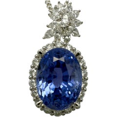 Pendentif saphir de Ceylan et diamant certifié GIA de 7,28ct avec changement de couleur et non traité