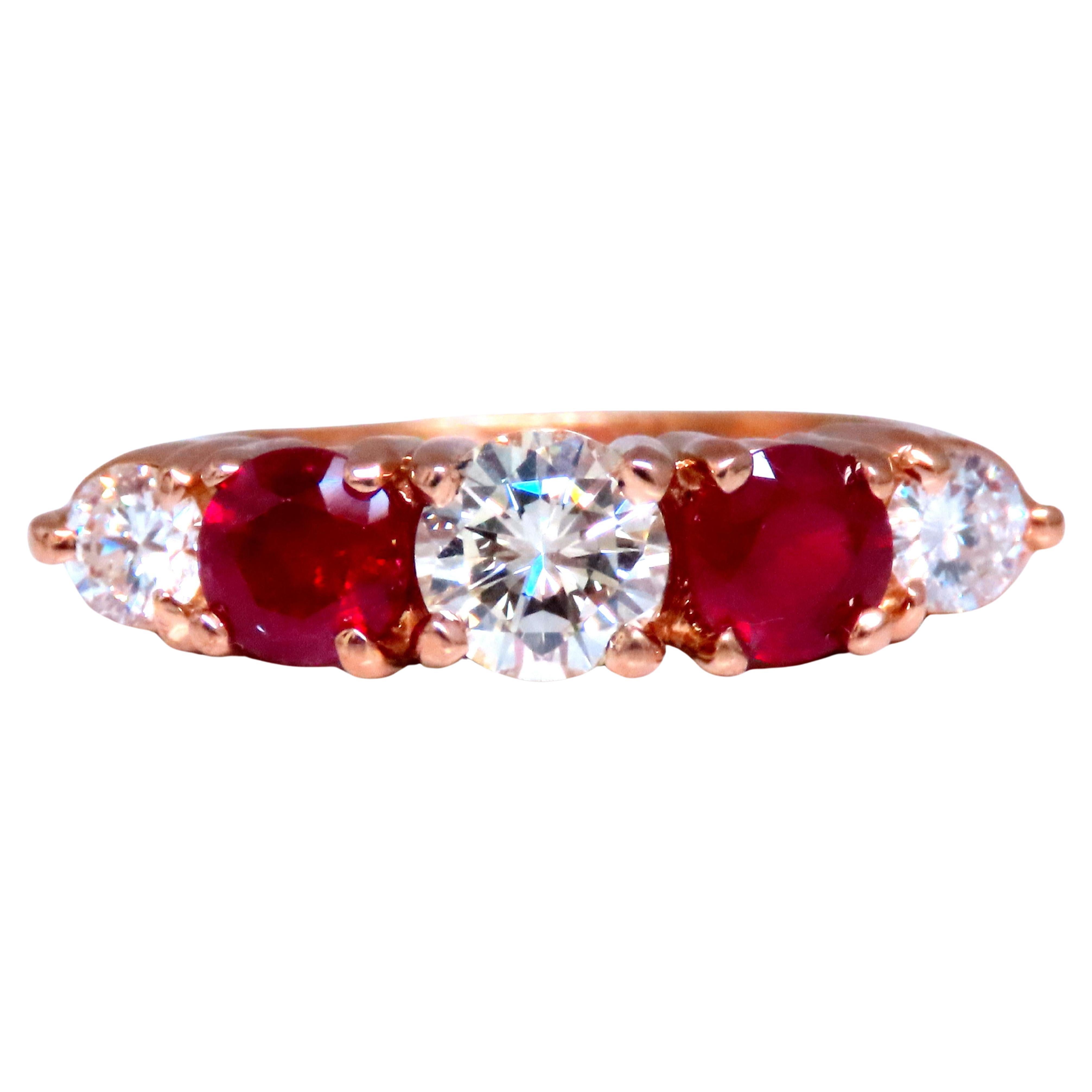 GIA Certified .72ct Diamante rotondo Ruby Band 14kt 12412