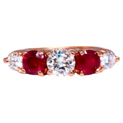 GIA Certified .72ct Round diamond Ruby Band 14kt 12412*