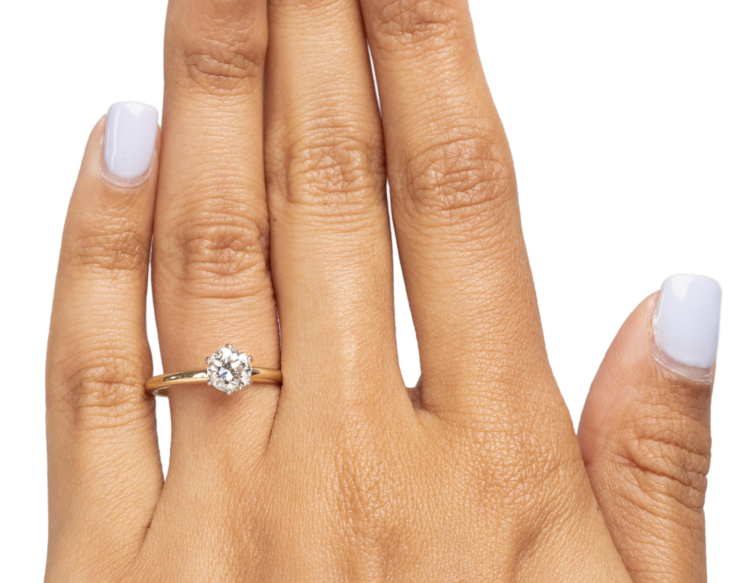 Women's GIA Certified .73 Carat Art Deco Diamond 14 Karat Yellow Gold Engagement Ring For Sale