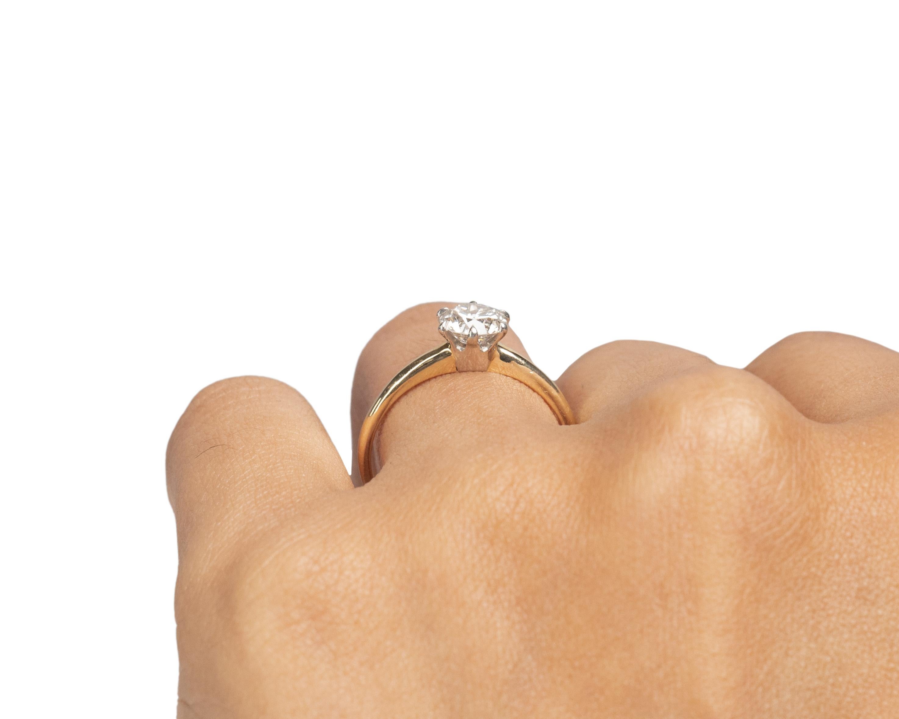 GIA Certified .73 Carat Art Deco Diamond 14 Karat Yellow Gold Engagement Ring For Sale 1