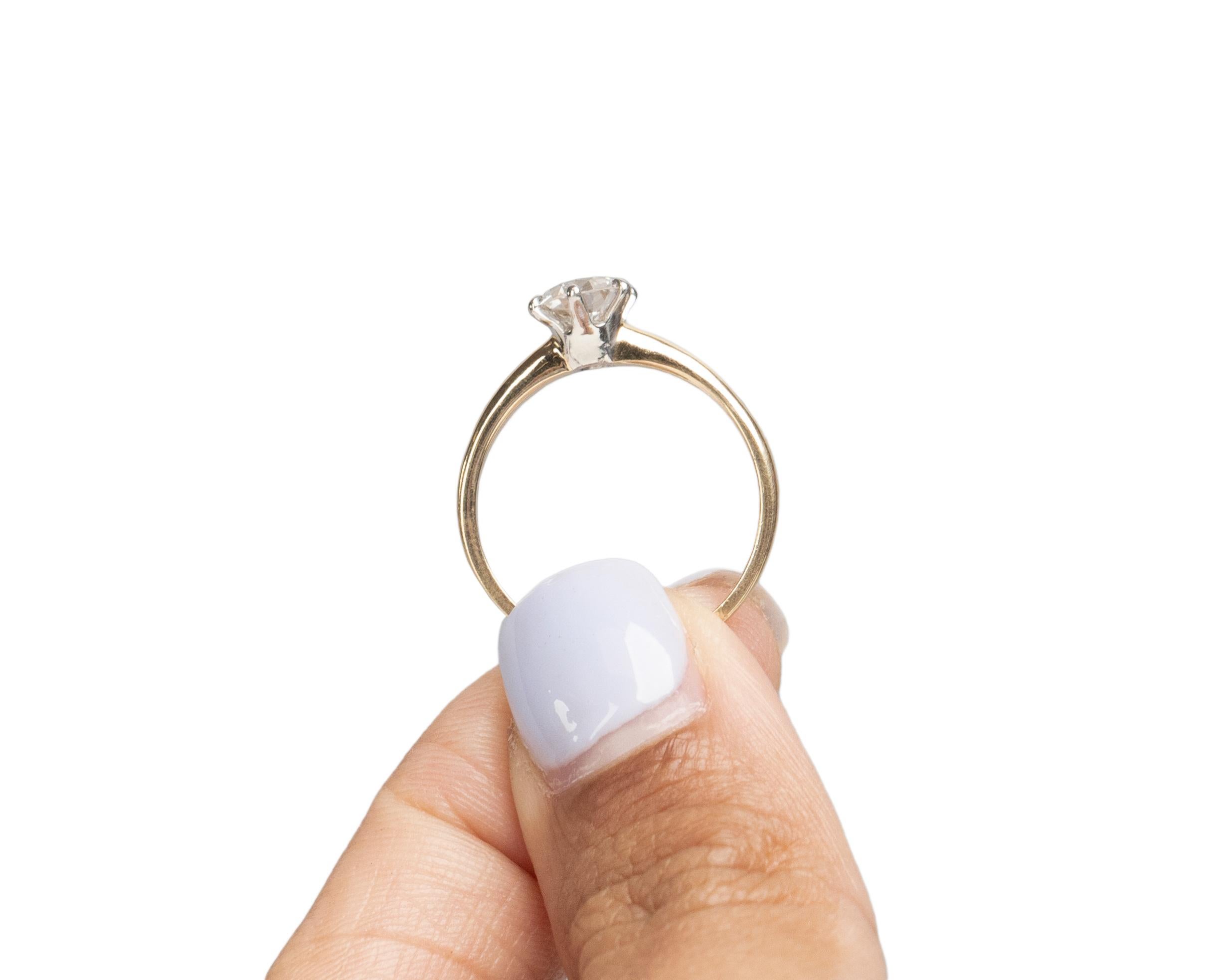 GIA Certified .73 Carat Art Deco Diamond 14 Karat Yellow Gold Engagement Ring For Sale 2