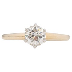GIA-zertifizierter .73 Karat Art Deco-Diamant-Verlobungsring aus 14 Karat Gelbgold
