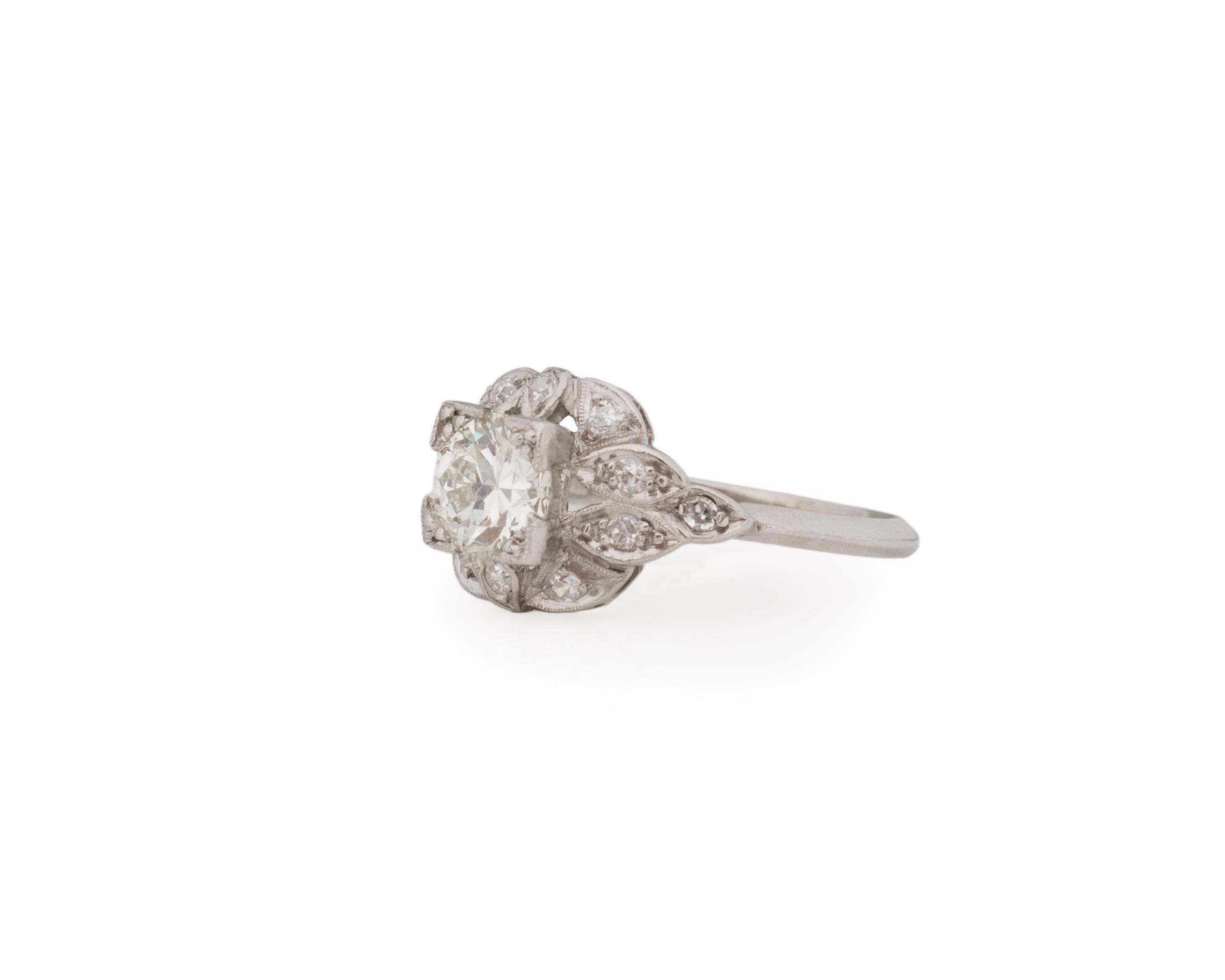 Old European Cut GIA Certified .73 Carat Art Deco Diamond Platinum Engagement Ring For Sale