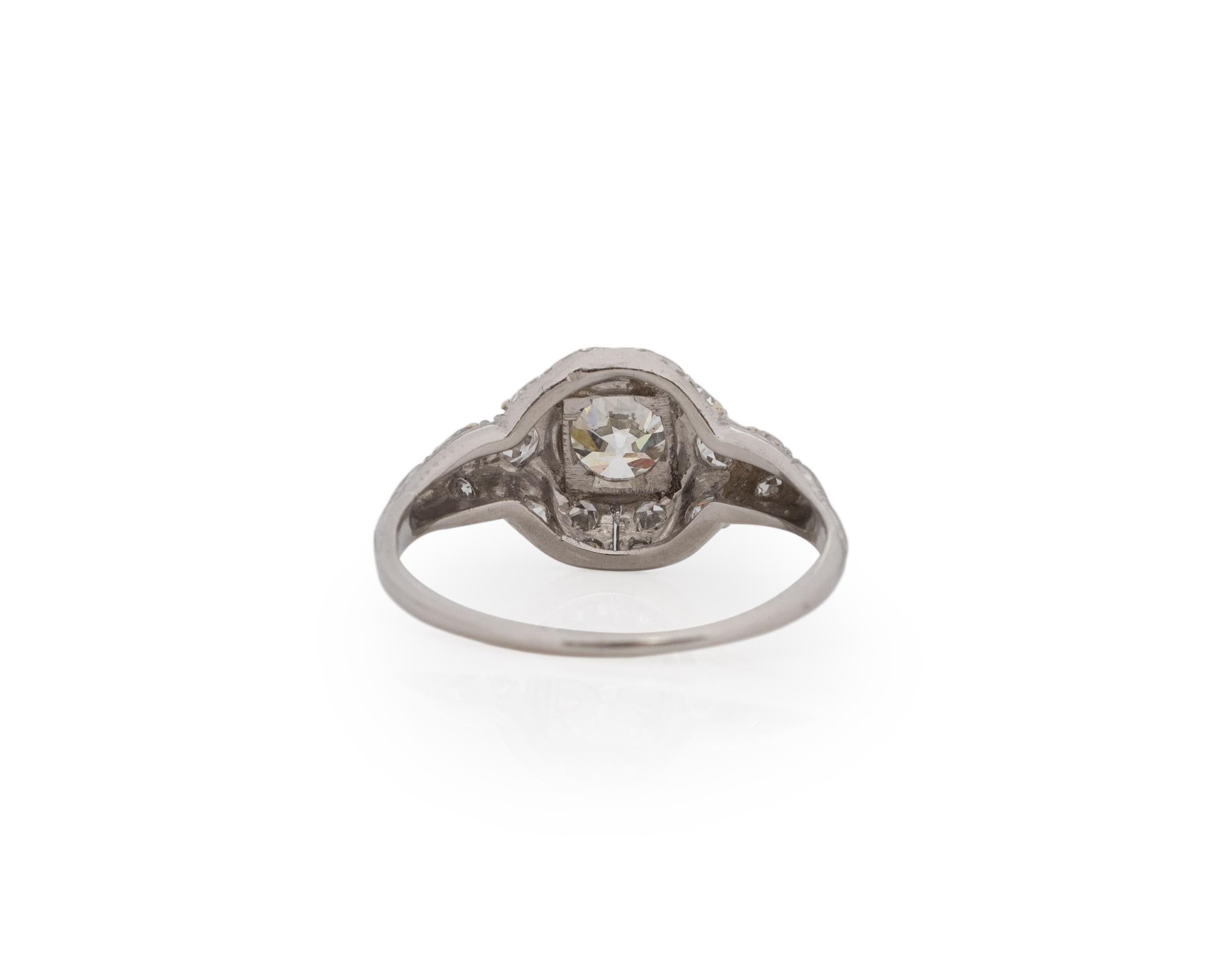 GIA Certified .73 Carat Art Deco Diamond Platinum Engagement Ring In Good Condition For Sale In Atlanta, GA