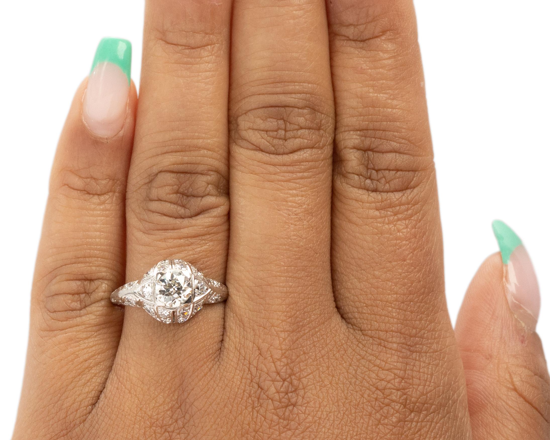 Women's GIA Certified .73 Carat Art Deco Diamond Platinum Engagement Ring For Sale