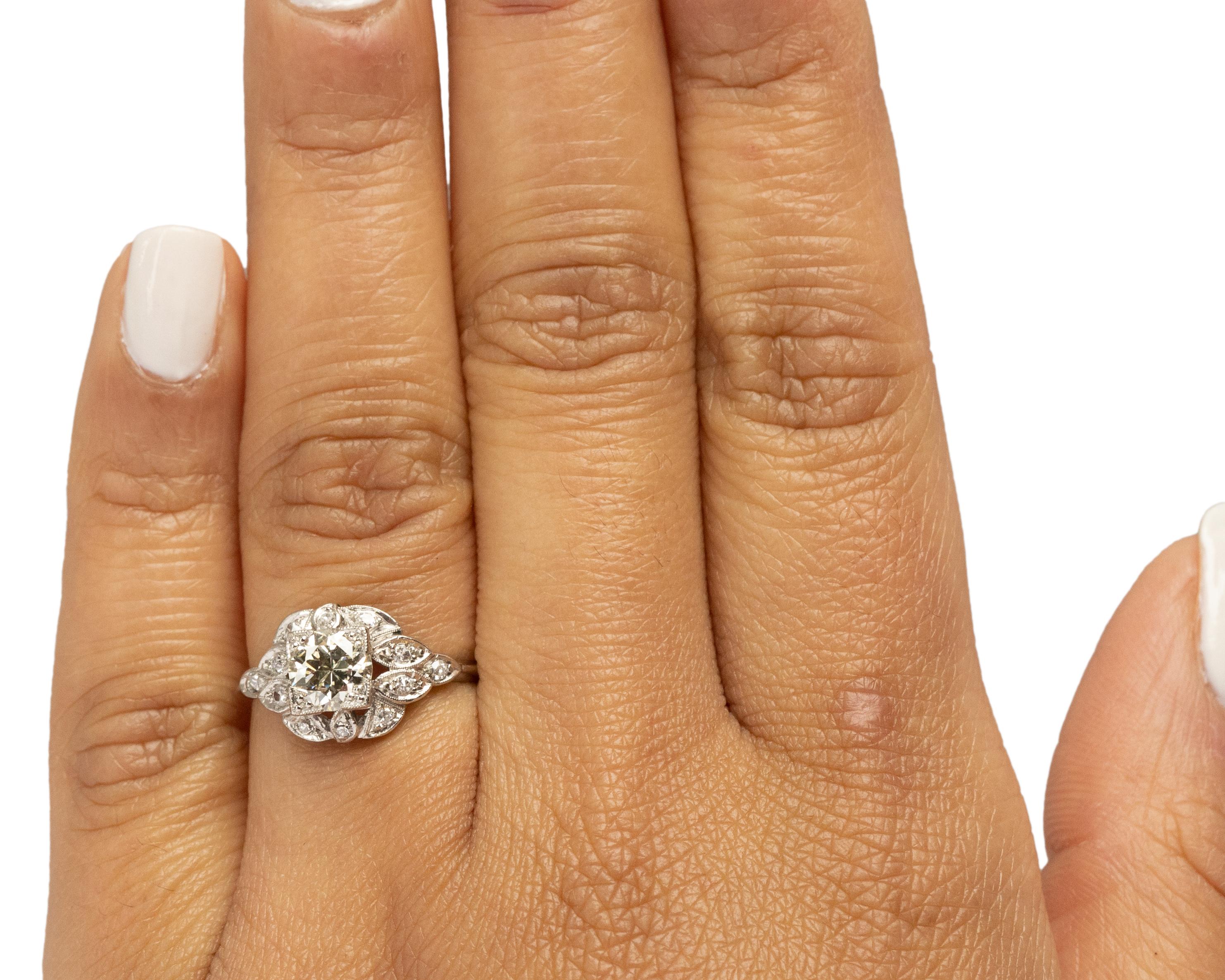 Women's GIA Certified .73 Carat Art Deco Diamond Platinum Engagement Ring For Sale