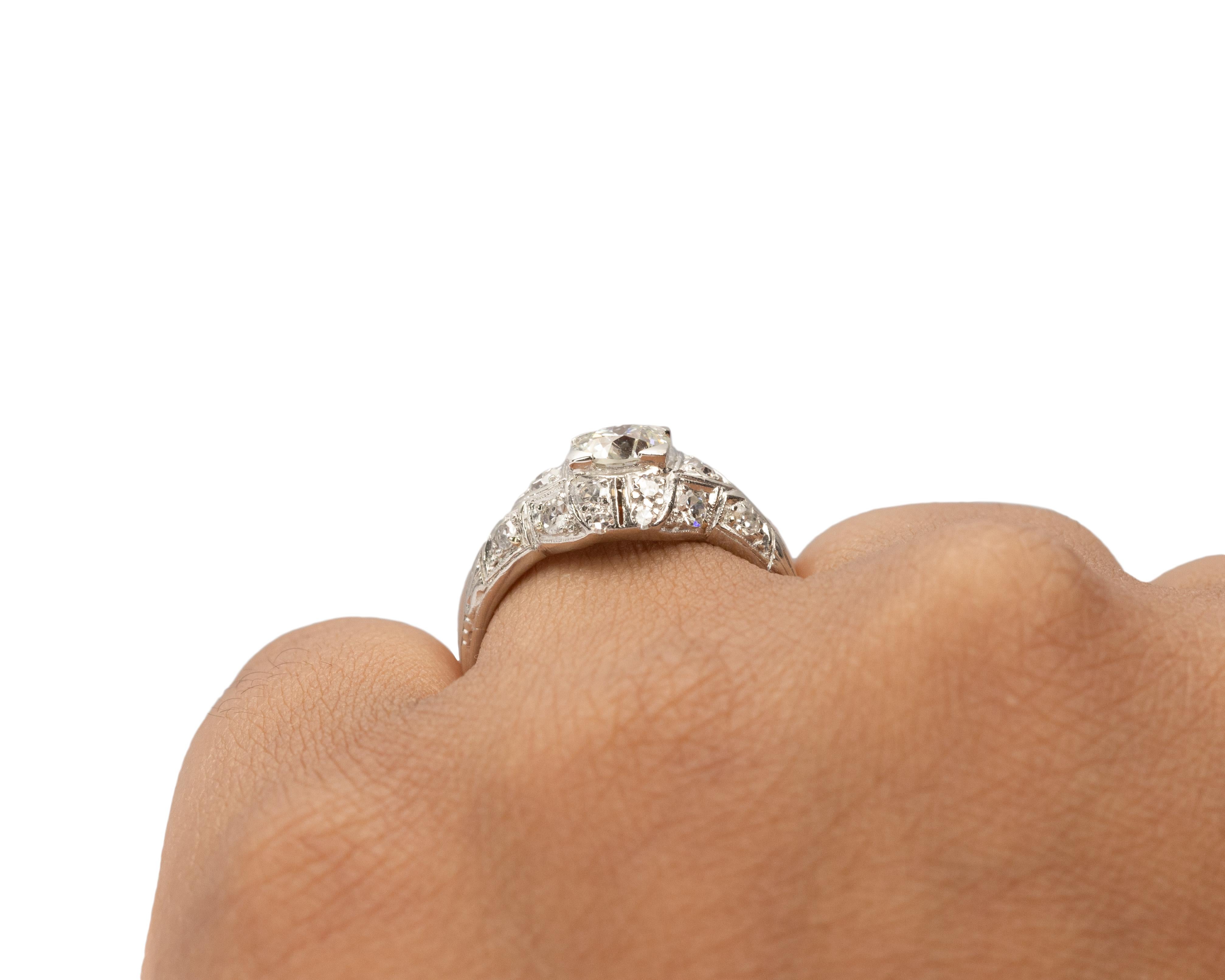 GIA Certified .73 Carat Art Deco Diamond Platinum Engagement Ring For Sale 1