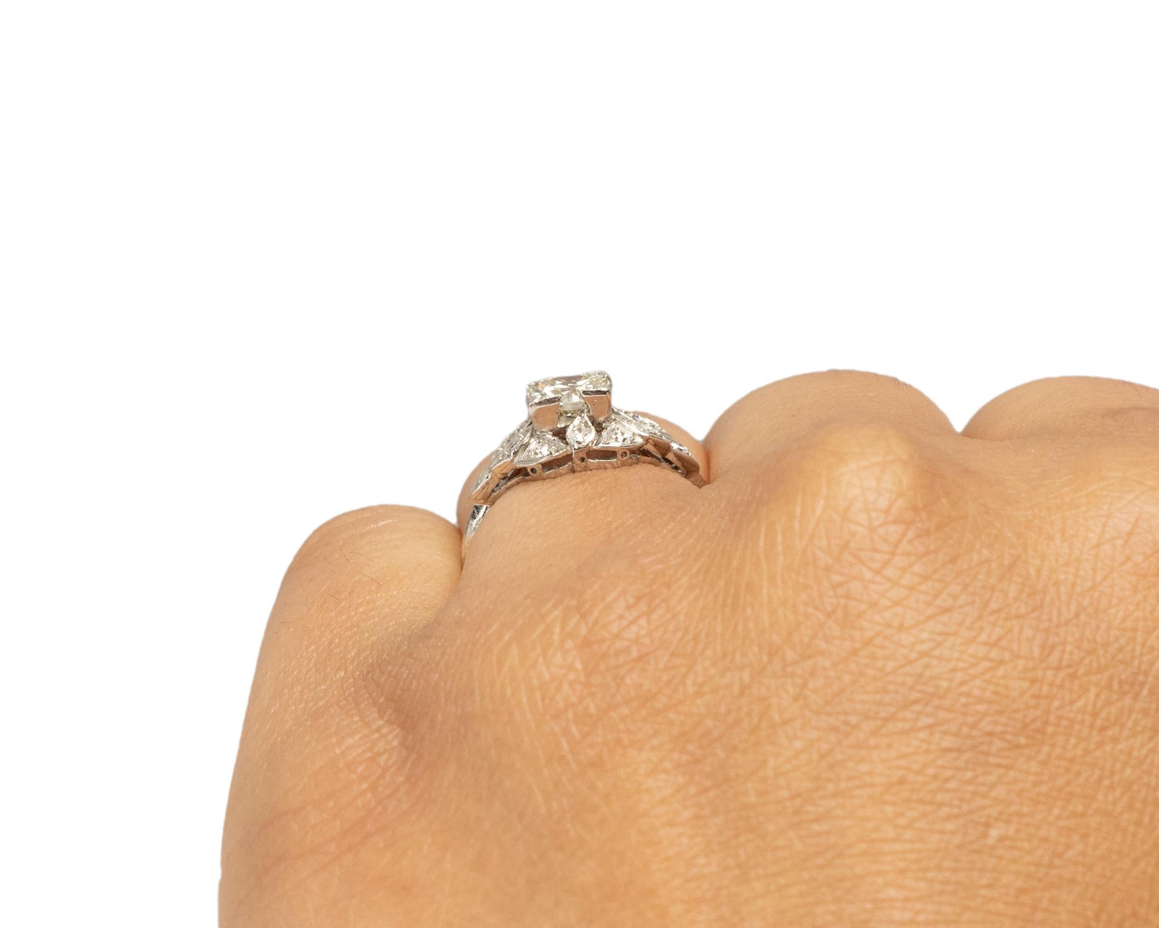 GIA Certified .73 Carat Art Deco Diamond Platinum Engagement Ring For Sale 1