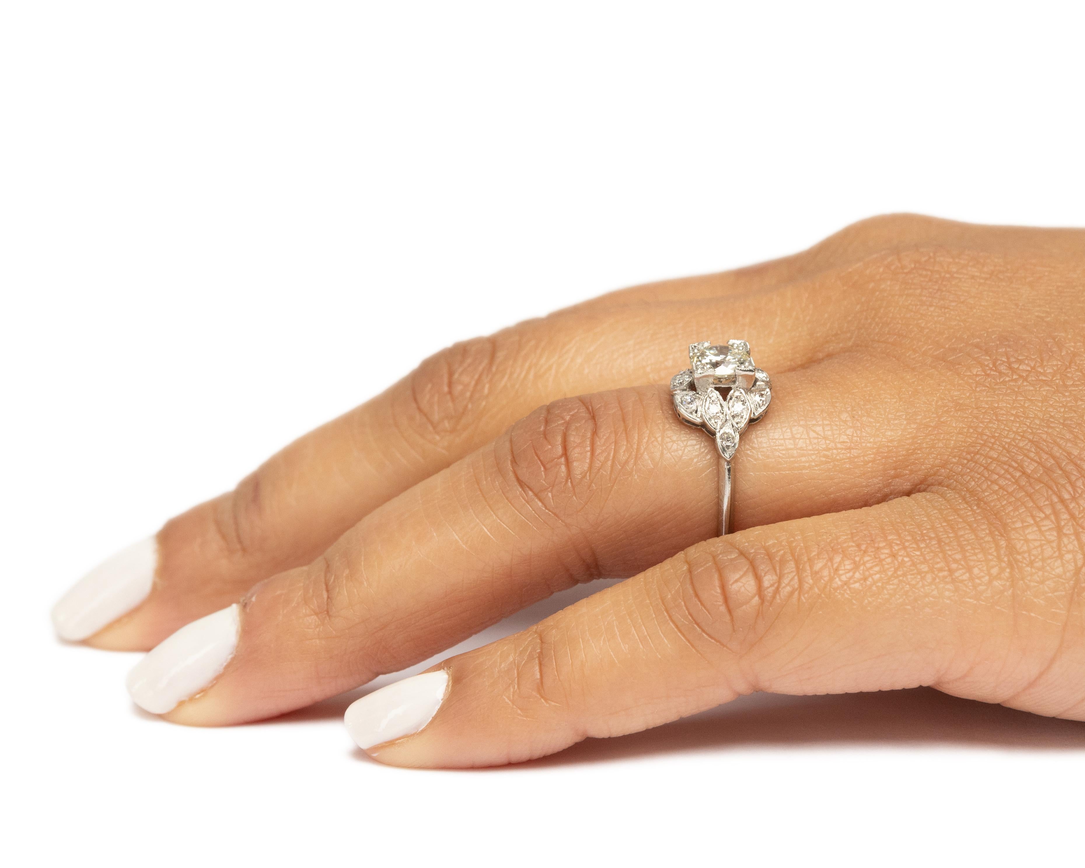 GIA Certified .73 Carat Art Deco Diamond Platinum Engagement Ring For Sale 2