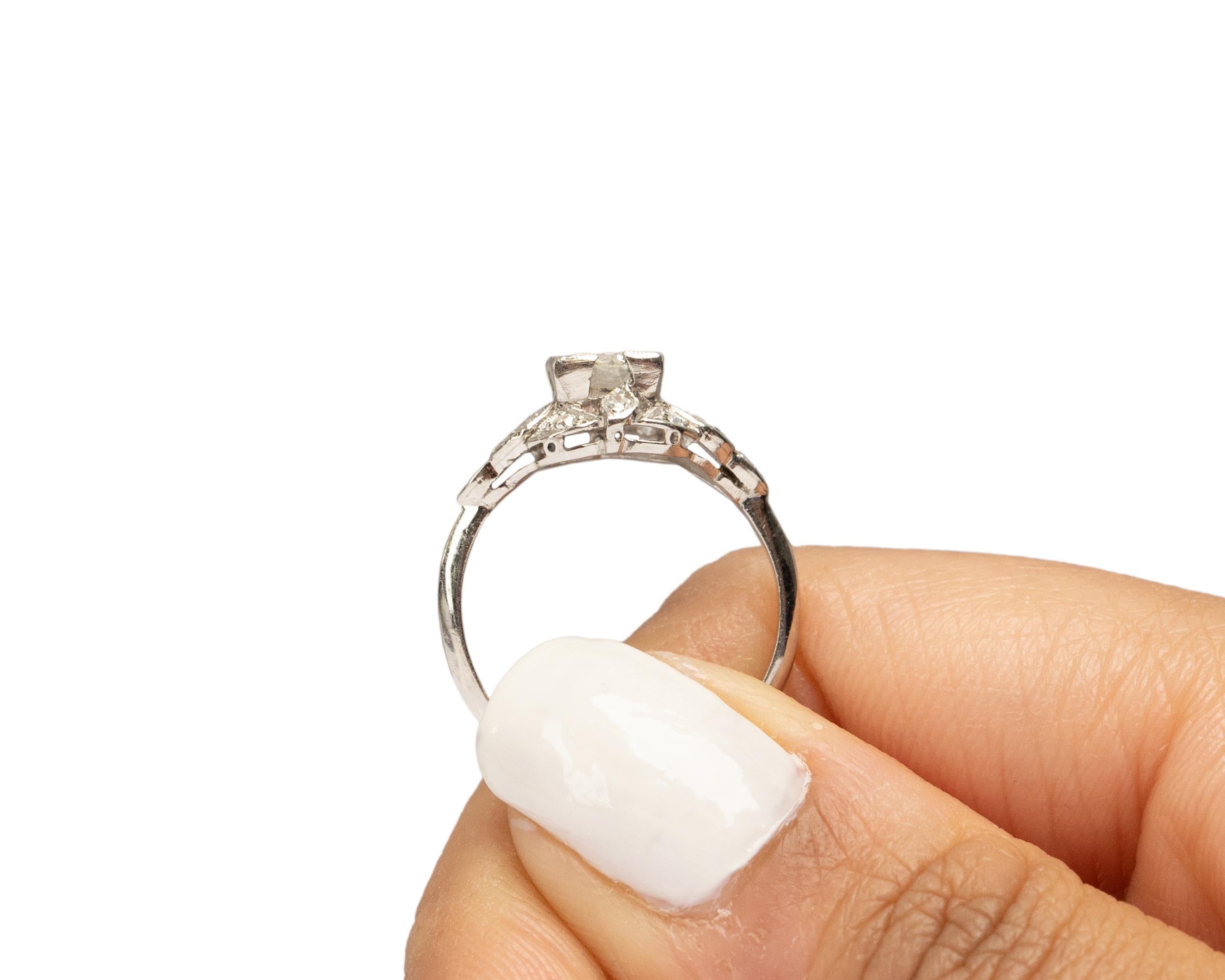 Bague de fiançailles Art déco en platine avec diamants de 0,73 carat certifiés GIA en vente 3