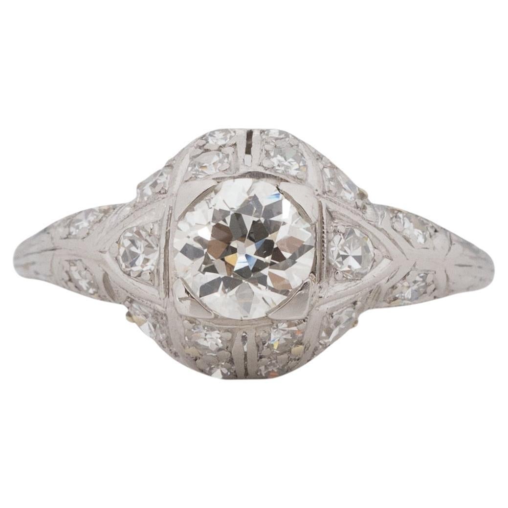 GIA-zertifizierter Platin-Verlobungsring mit 0,73 Karat Art-déco-Diamant
