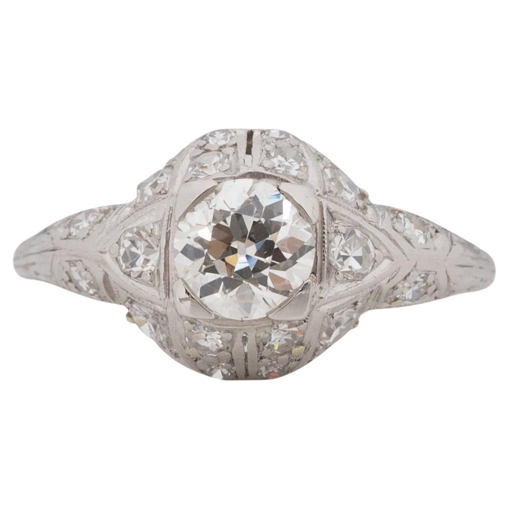 GIA Certified .73 Carat Art Deco Diamond Platinum Engagement Ring