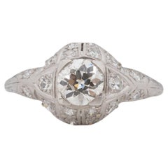GIA-zertifizierter Platin-Verlobungsring mit 0,73 Karat Art-déco-Diamant