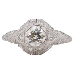 GIA Certified .73 Carat Art Deco Diamond Platinum Engagement Ring