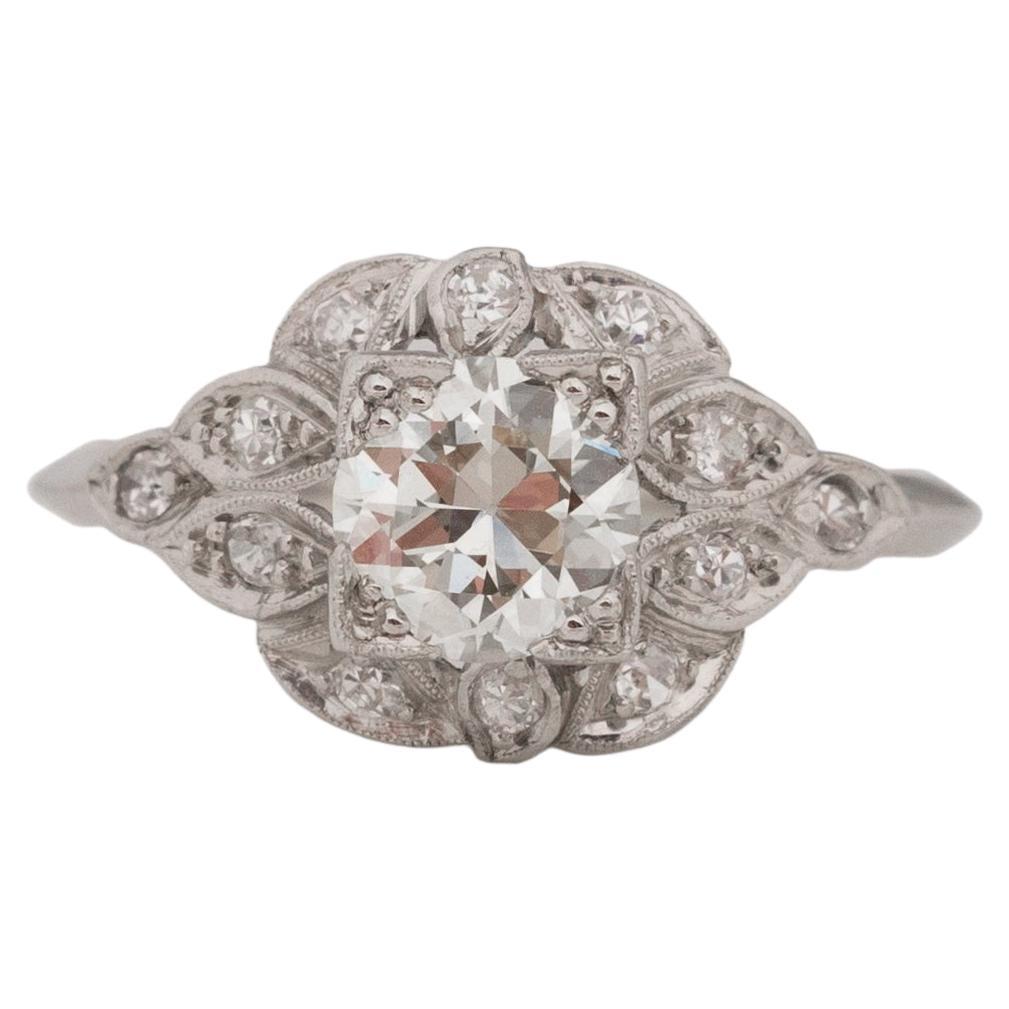 GIA Certified .73 Carat Art Deco Diamond Platinum Engagement Ring