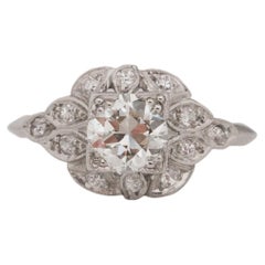 GIA Certified .73 Carat Art Deco Diamond Platinum Engagement Ring