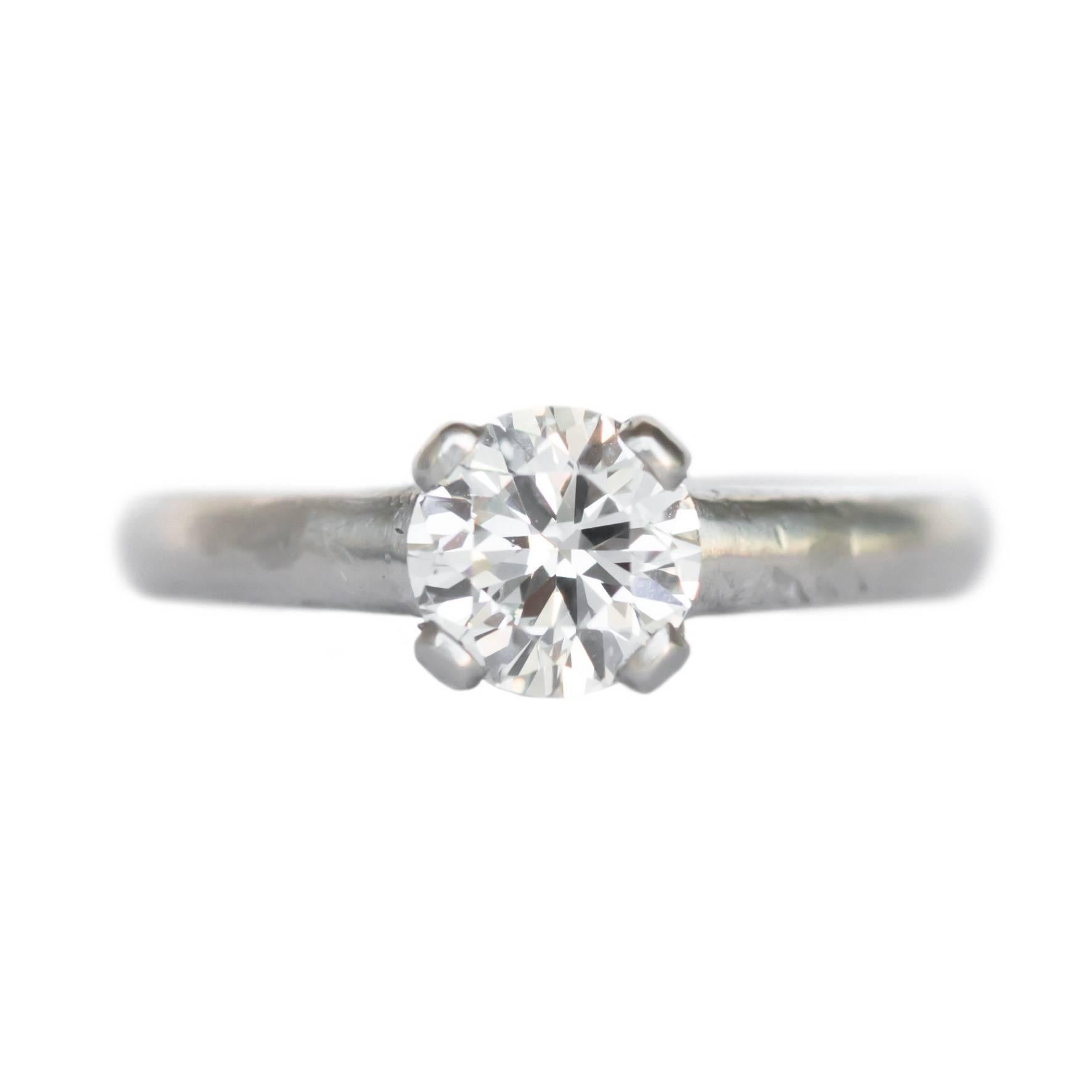 GIA Certified .73 Carat Diamond Platinum Engagement Ring For Sale