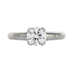 Vintage GIA Certified .73 Carat Diamond Platinum Engagement Ring