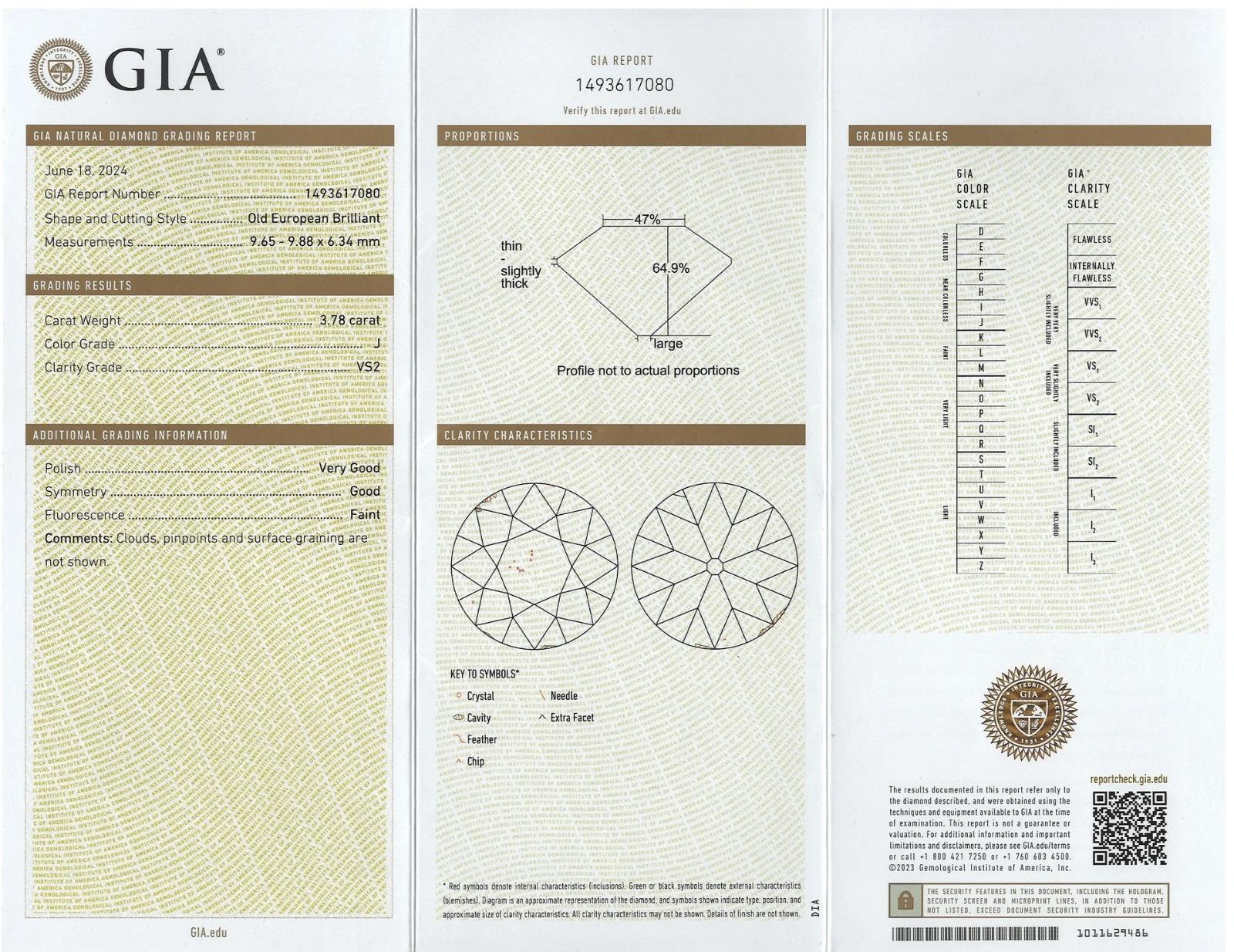 Taille vieille Europe Boucles d'oreilles en diamant certifié GIA de 7,30 carats de taille européenne ancienne en vente