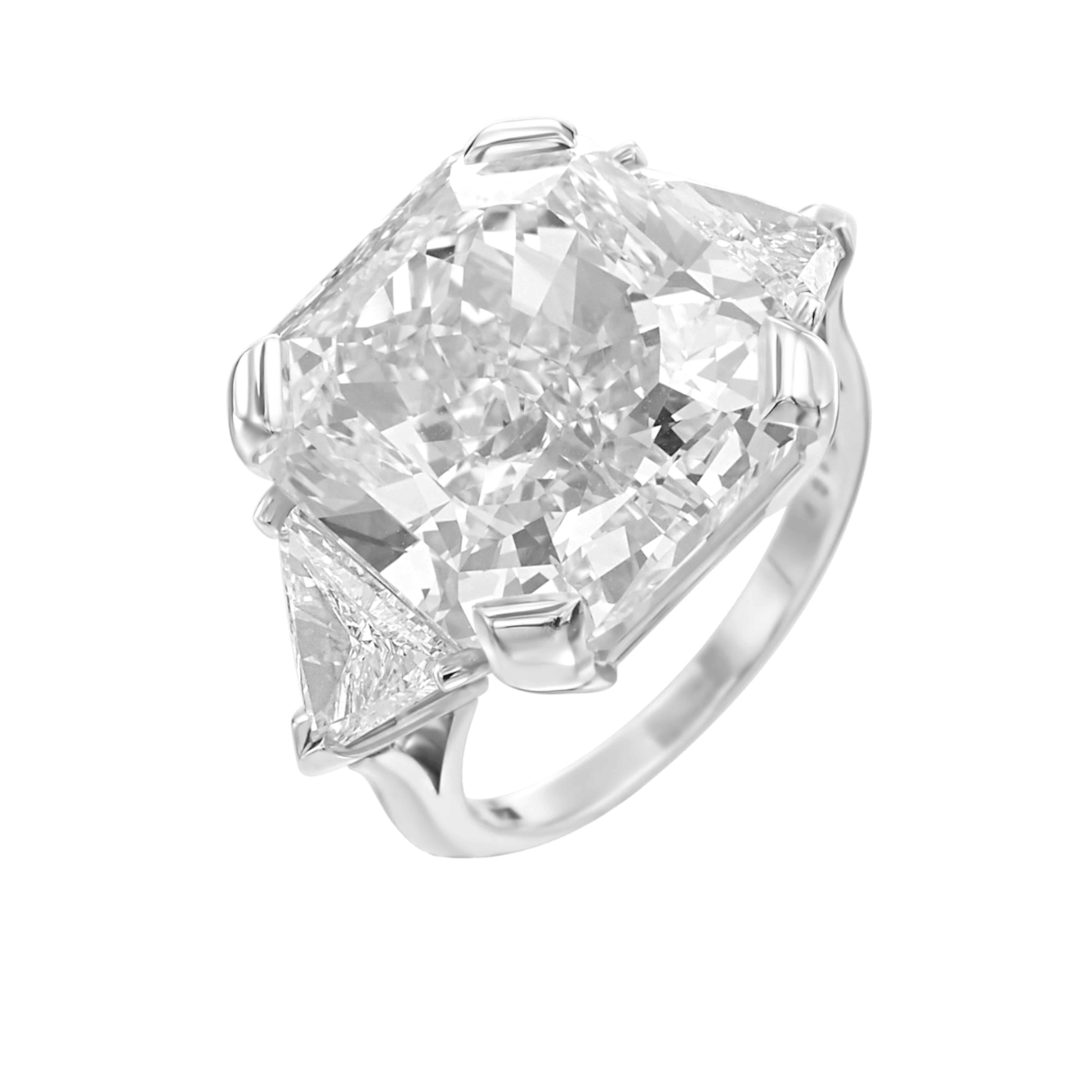 Contemporaneo Anello in platino con diamante taglio radiante certificato GIA da 7.30 carati in vendita