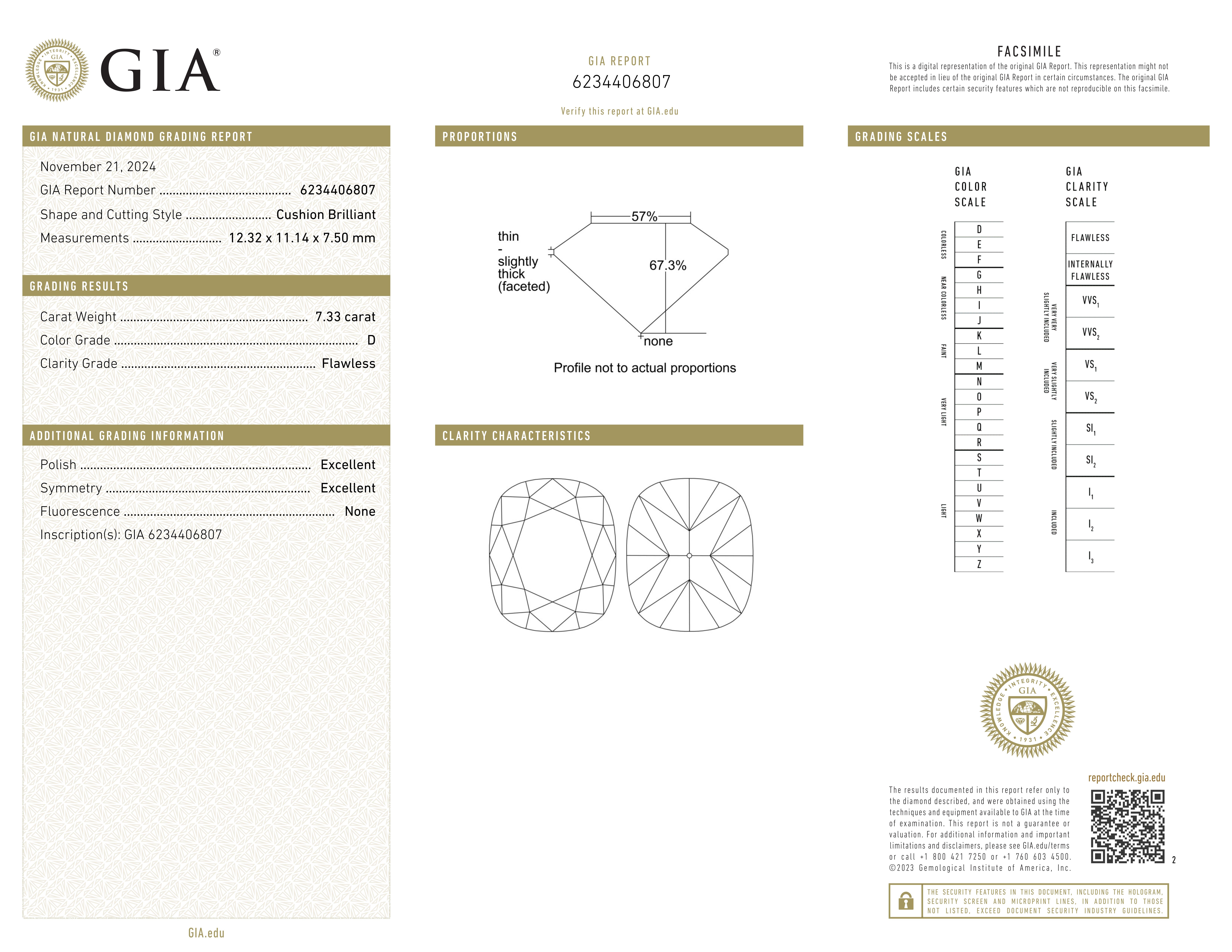 Anillo de diamantes talla cojín de 7,33 quilates certificado por el GIA Diamante tipo IIA Golconda en Nuevo estado para la venta en Chicago, IL