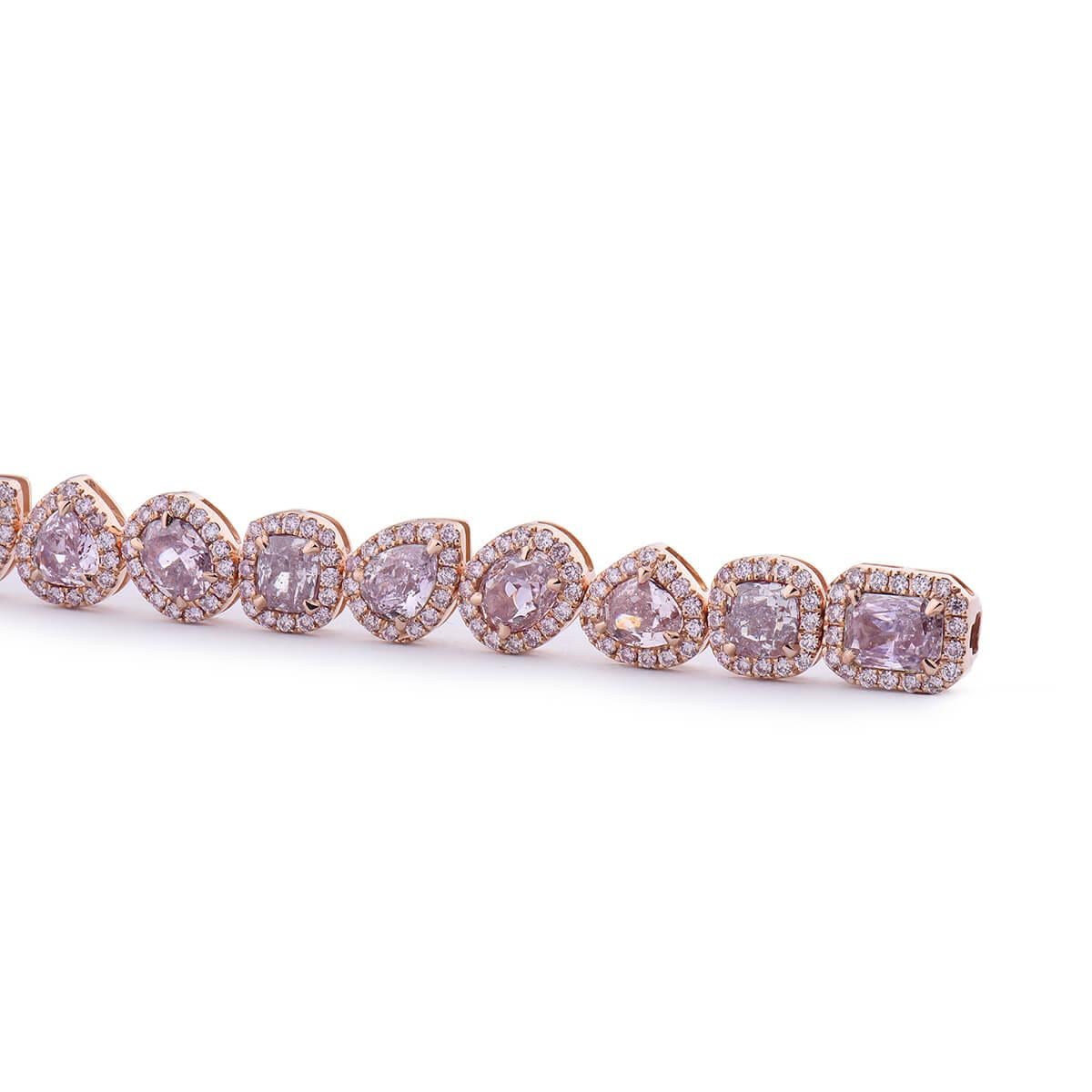 Oval Cut GIA Certified 7.33 Carat Fancy Light Pink Natural Diamond 18k Rose Gold Bracelet