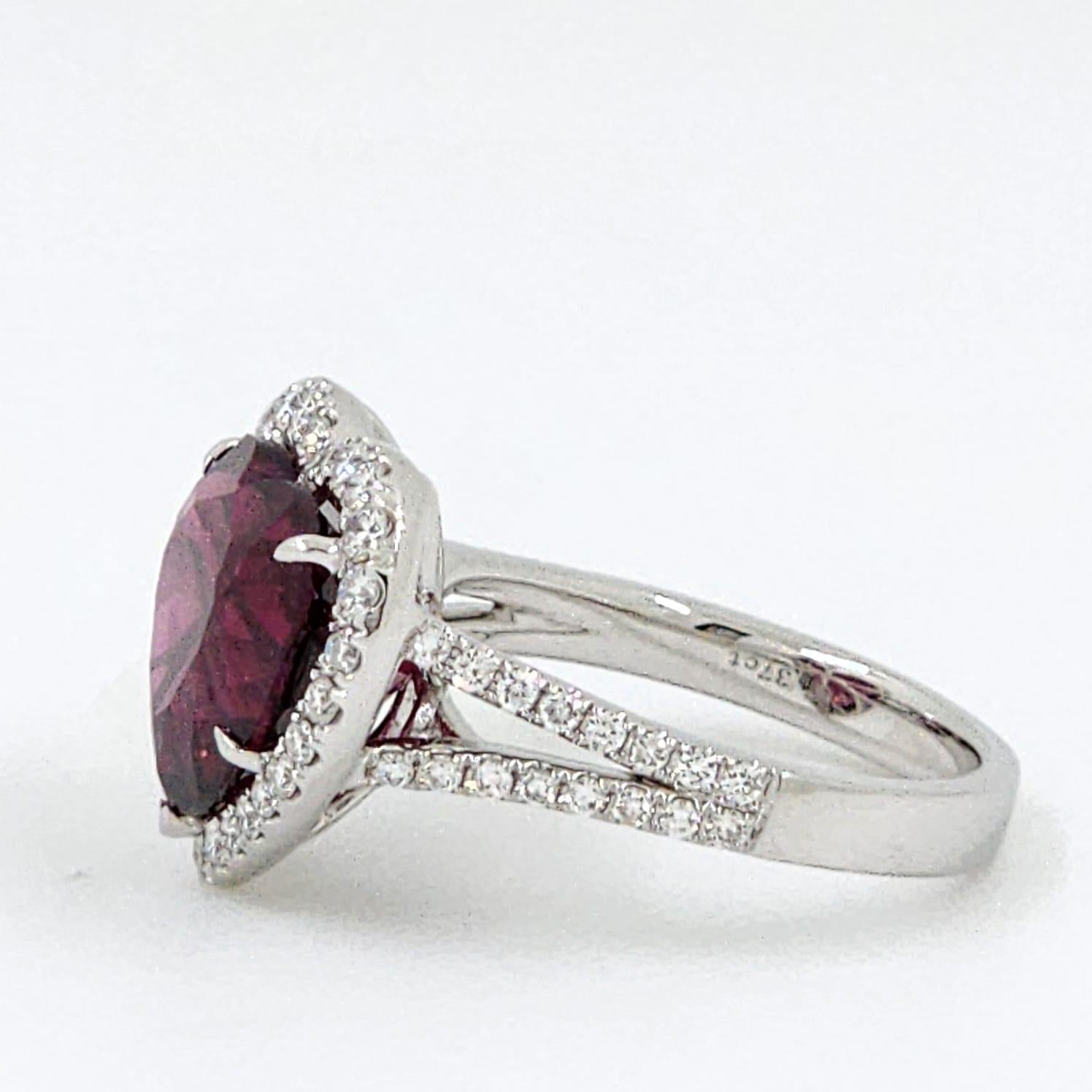Heart Cut GIA Certified 7.37 Carat Heart Garnet and Diamond Ring in 18K White Gold For Sale