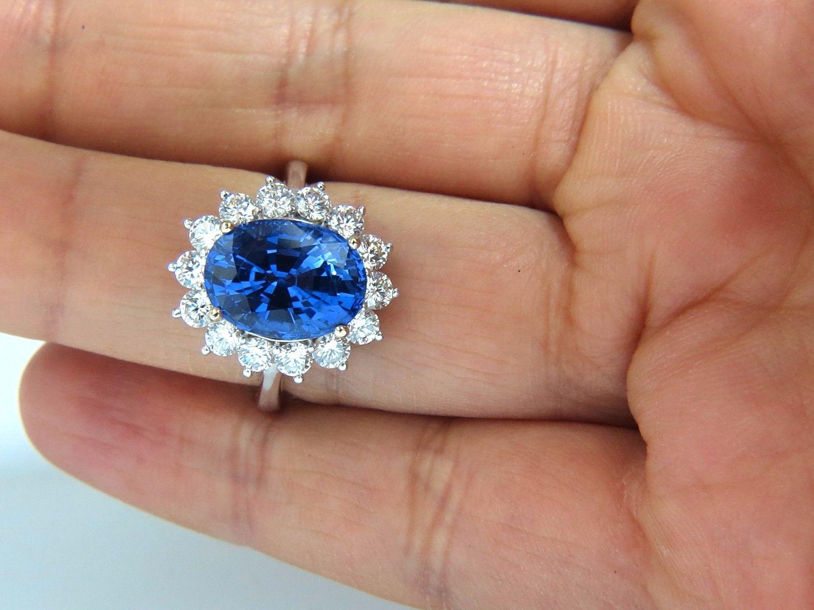GIA Certified 7.39 Carat Natural Blue Sapphire Diamond Ring 18 Karat In New Condition In New York, NY