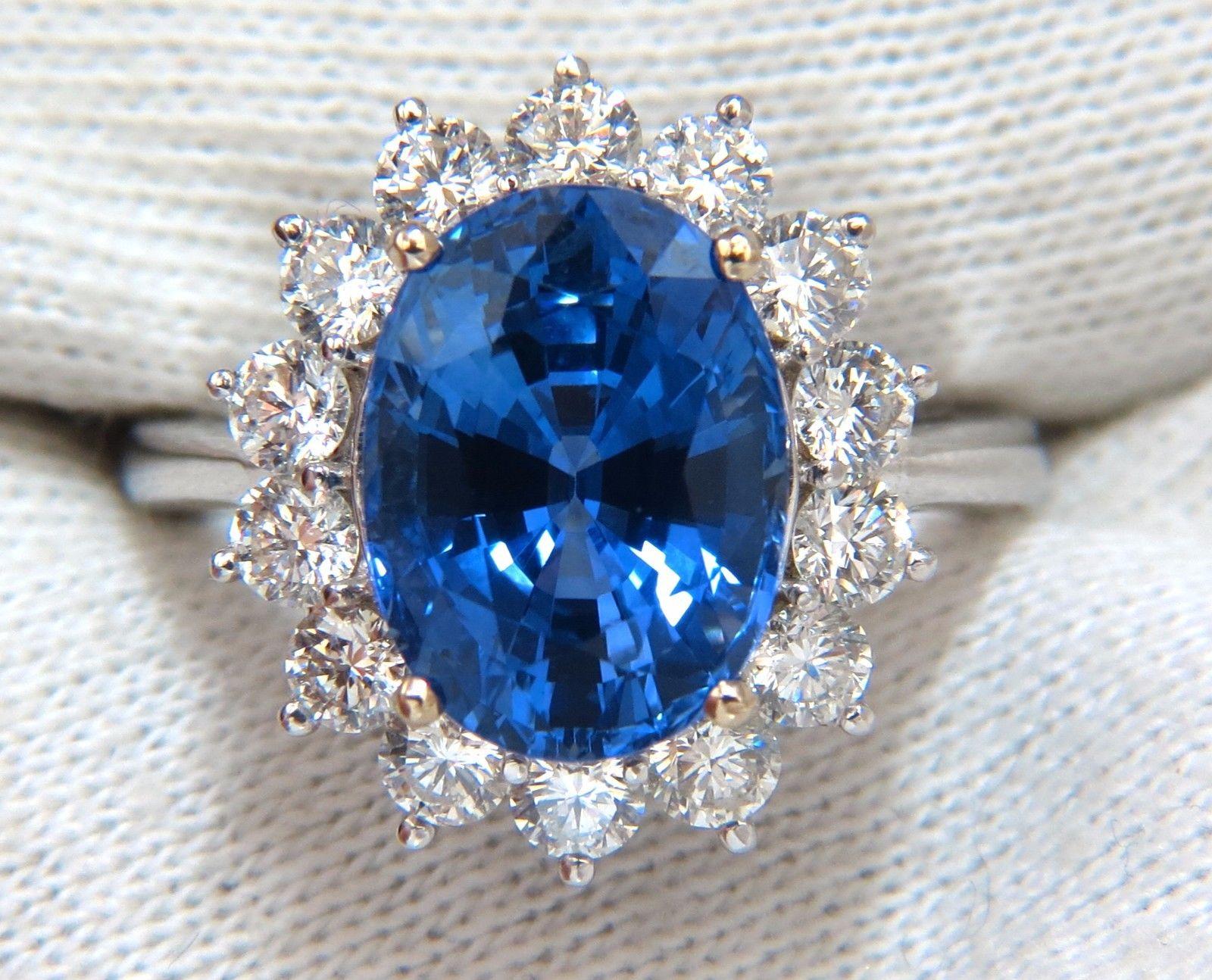GIA Certified 7.39 Carat Natural Blue Sapphire Diamond Ring 18 Karat 2