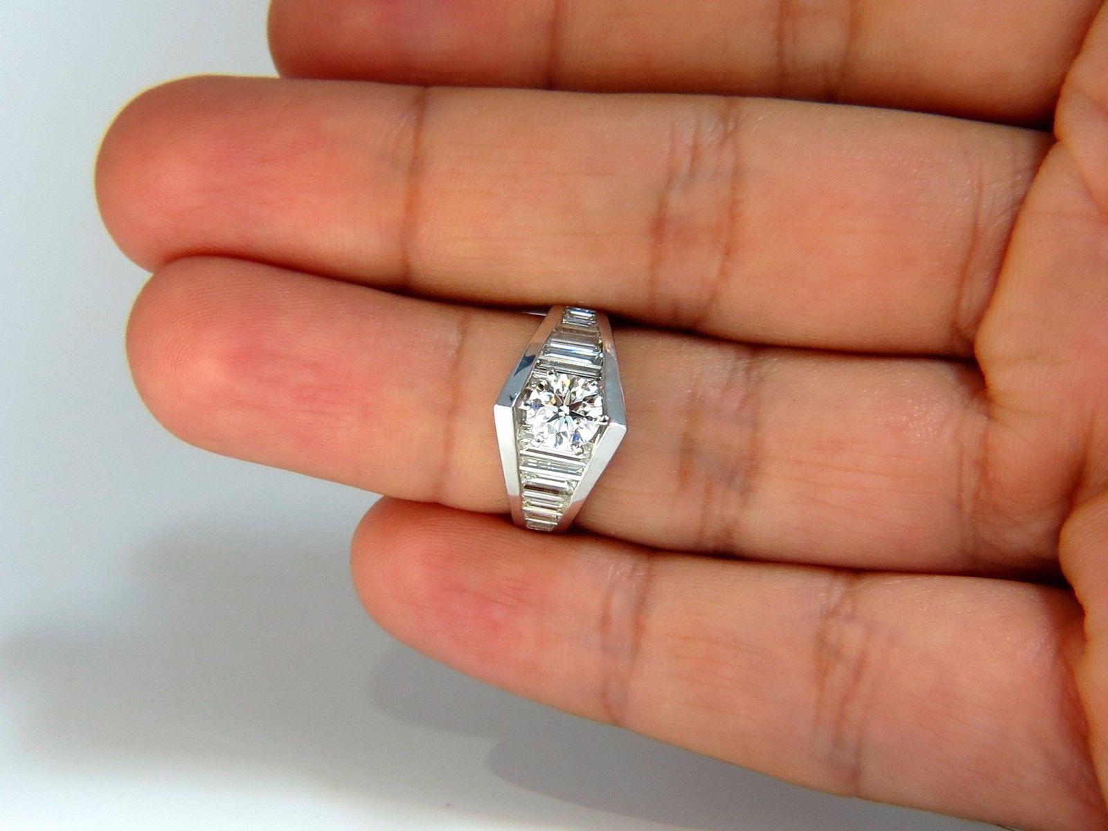 GIA Certified .73ct & 1.50ct round diamond baguette ring excellent cut f/vvs1 In New Condition For Sale In New York, NY