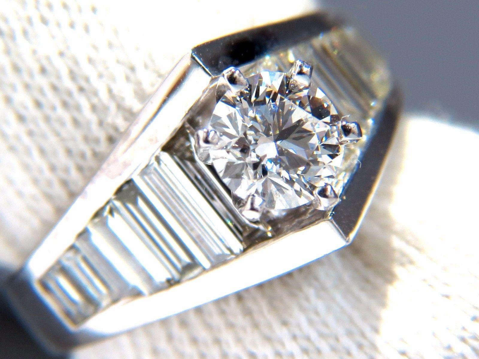 GIA Certified .73ct & 1.50ct round diamond baguette ring excellent cut f/vvs1 For Sale 1