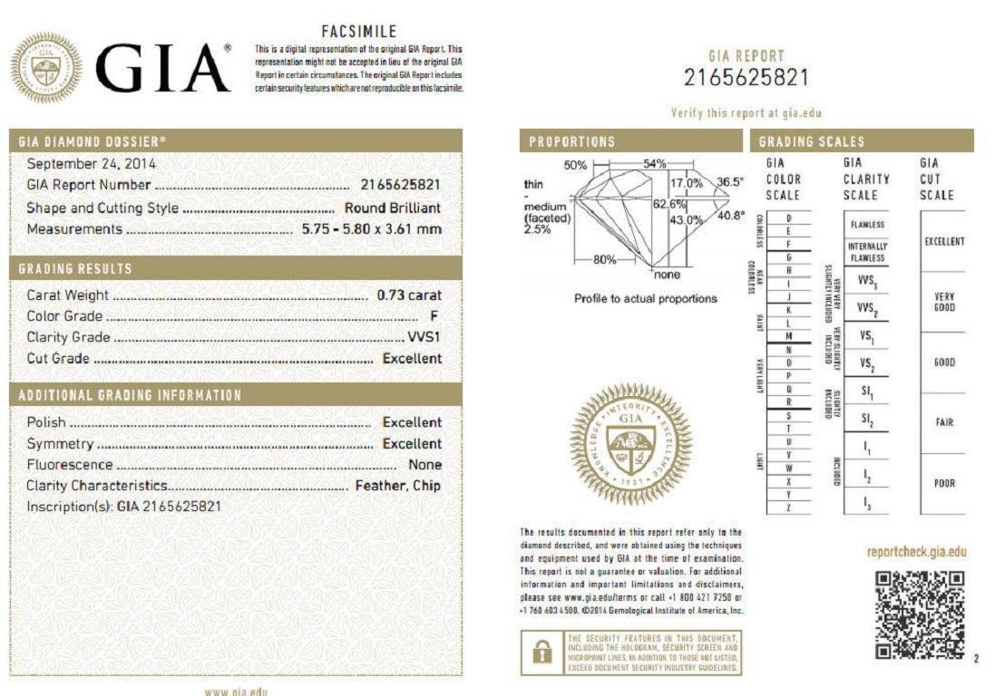 GIA Certified .73ct & 1.50ct round diamond baguette ring excellent cut f/vvs1 For Sale 2