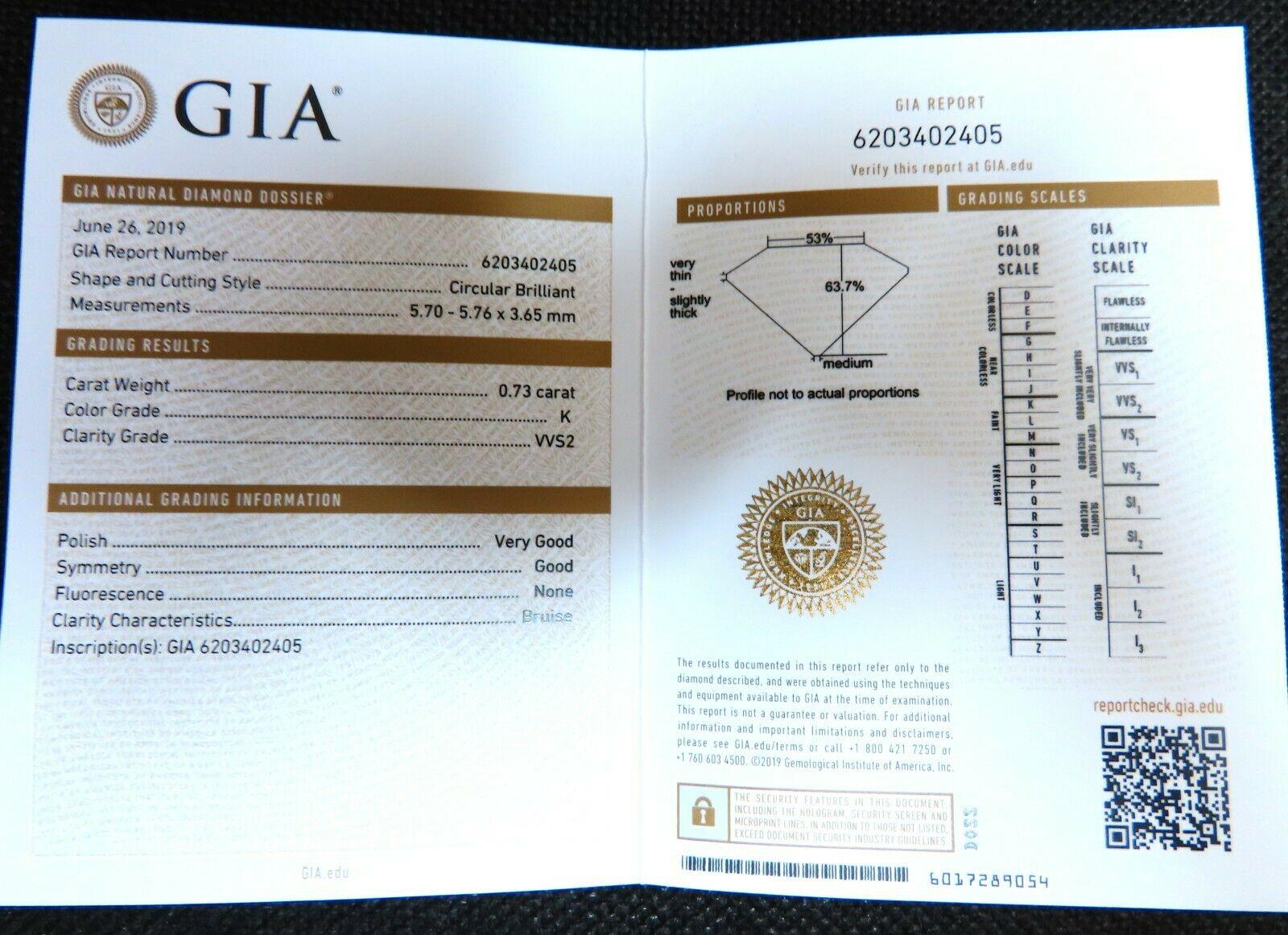 Women's or Men's GIA Certified .73ct Round Diamond Sapphires Three Stone Ring 14kt