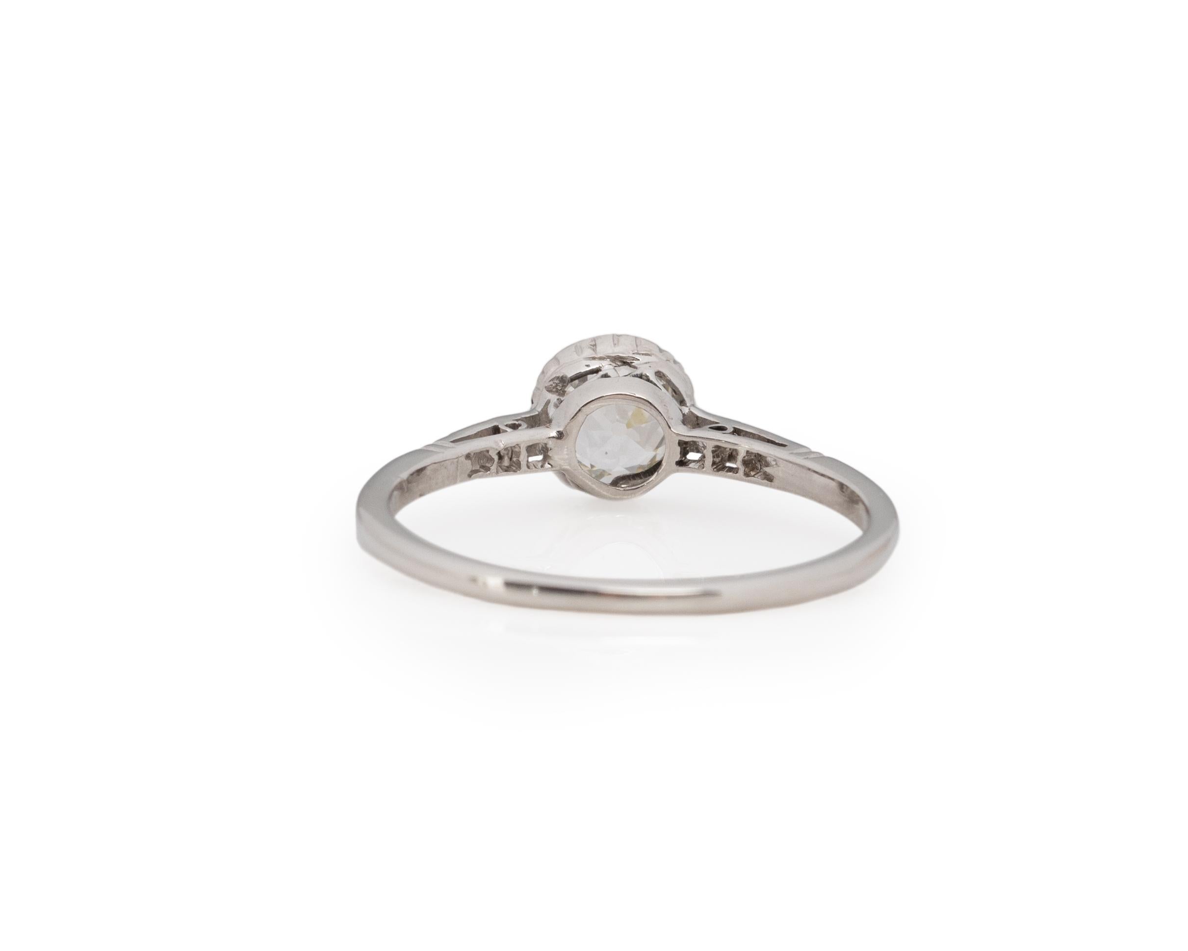Art Deco GIA Certified .74 Carat 14k White Gold Engagement Ring For Sale