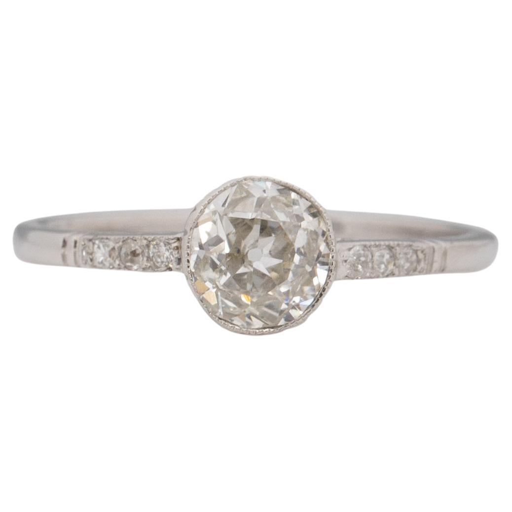 GIA Certified .74 Carat 14k White Gold Engagement Ring For Sale