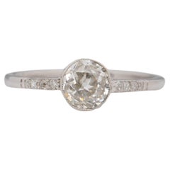 Antique GIA Certified .74 Carat 14k White Gold Engagement Ring