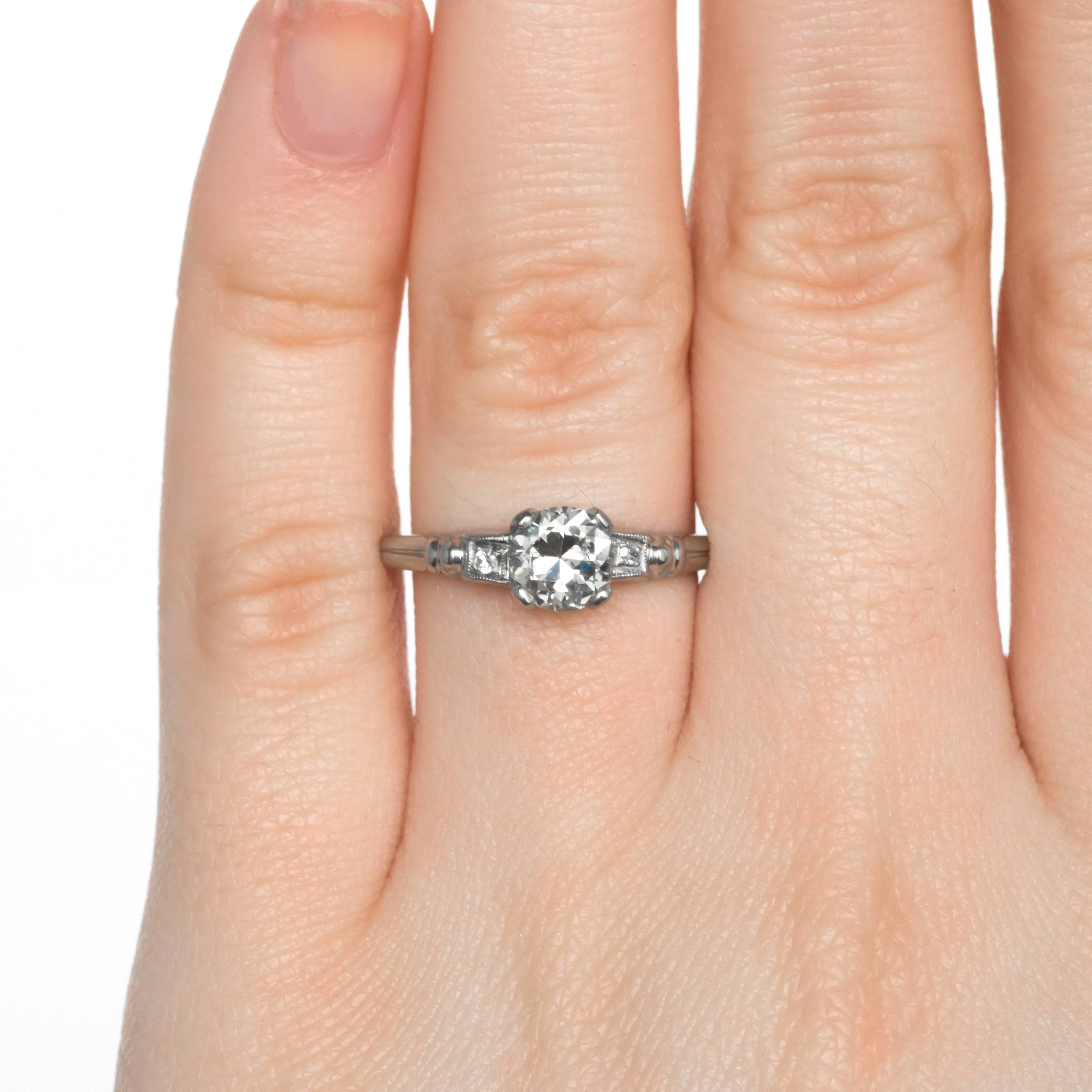 Art Deco GIA Certified .74 Carat Diamond Platinum Engagement Ring For Sale