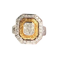 GIA Certified .74 Carat Radiant Cut Hand Engraved Rose & White Gold Diamond Ring