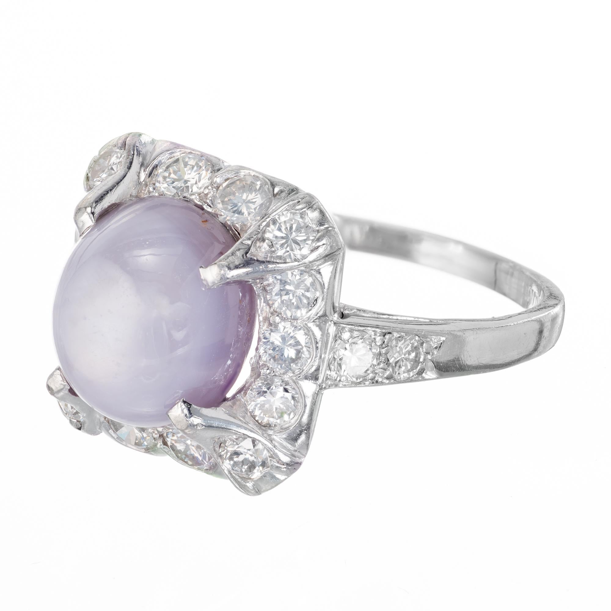 Oval Cut GIA Certified 7.40 Carat Star Sapphire Diamond Platinum Ring