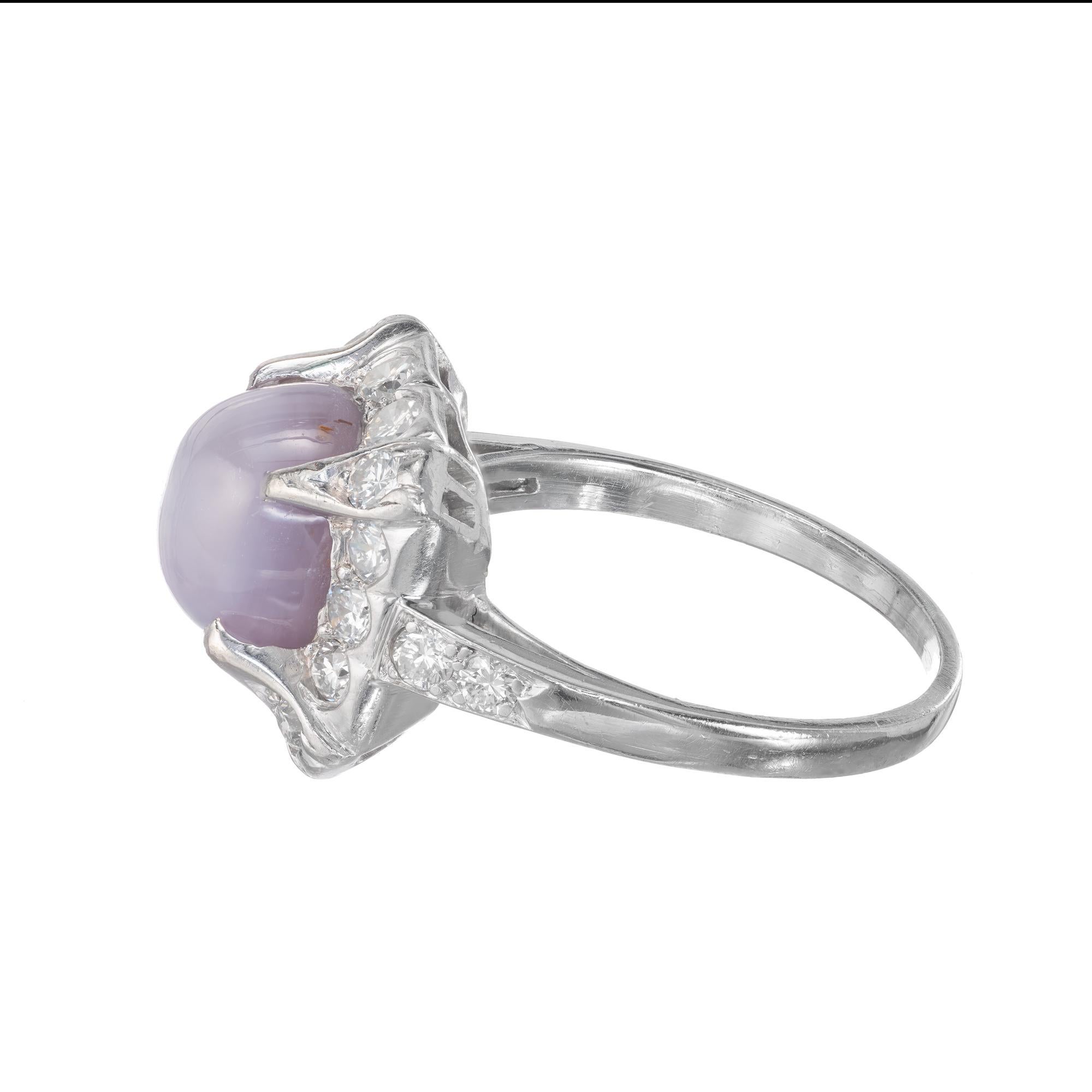 GIA Certified 7.40 Carat Star Sapphire Diamond Platinum Ring 2