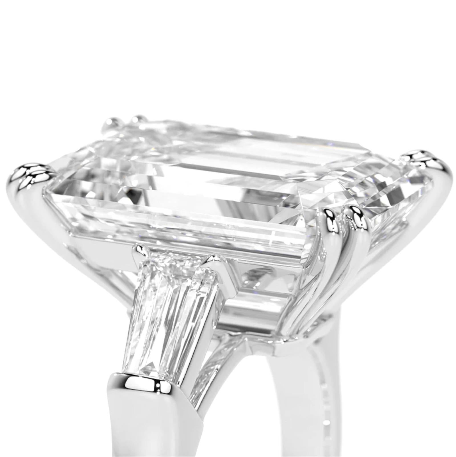 GIA zertifiziert 7,40 Karat Typ IIa Smaragdschliff Diamant Platin Ring im Zustand „Neu“ im Angebot in Chicago, IL