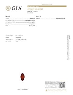 Gia Certified 7.40 Carat Marquise Spessartine Garnet