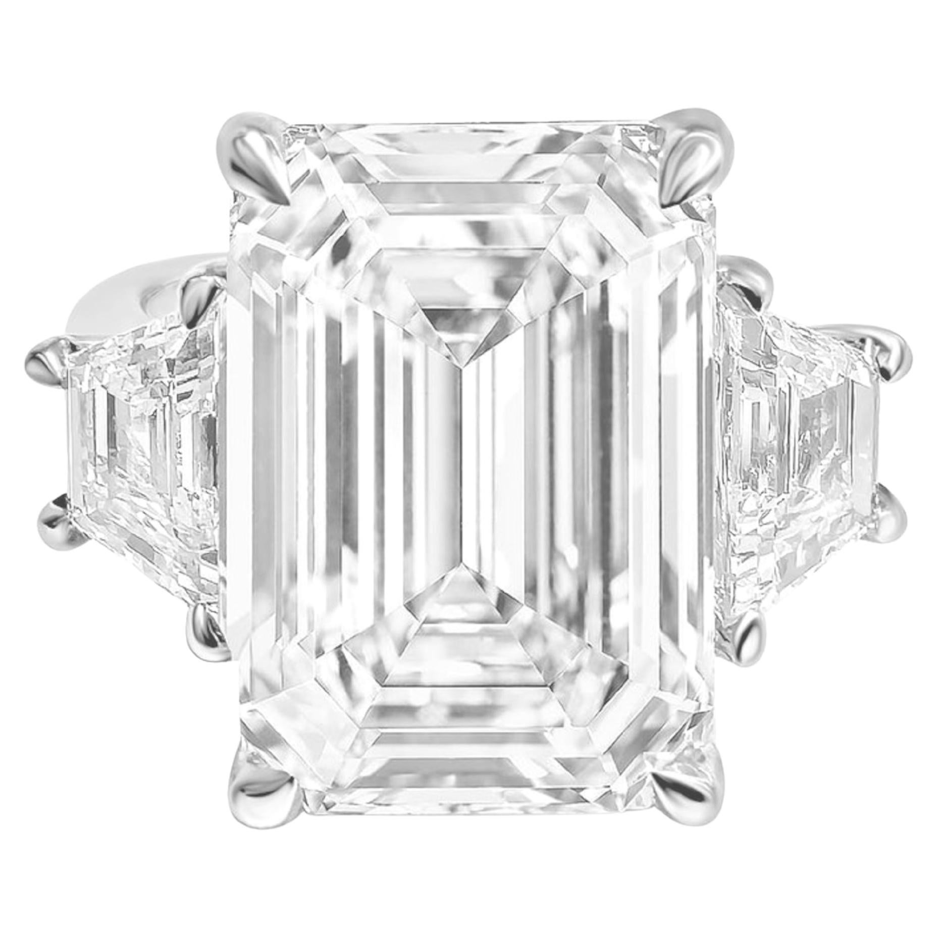 GIA Certified 7.73 Carat Emerald Cut Trapezoids diamond ring