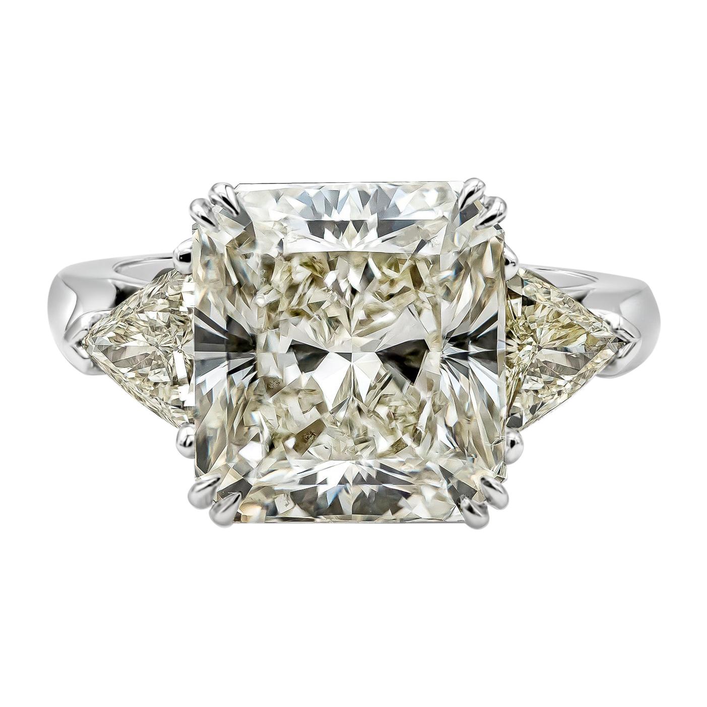 GIA Certified 7.41 Carat Radiant Cut Diamond Three-Stone Engagement Ring
