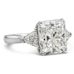 GIA Certified 7.41 Carats Radiant Cut Diamond Three-Stone Engagement Ring