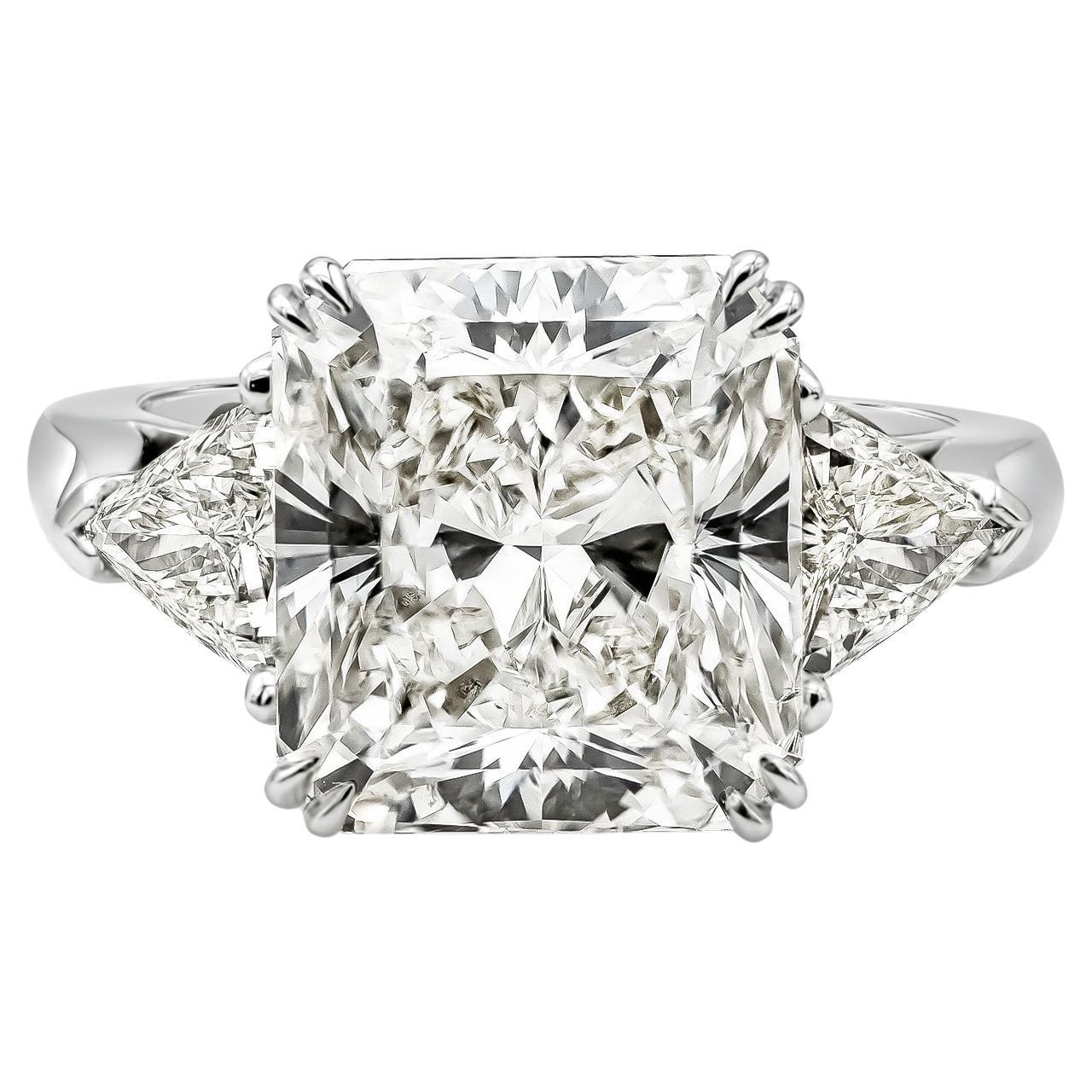 GIA Certified 7.41 Carats Radiant Cut Diamond Three-Stone Engagement Ring